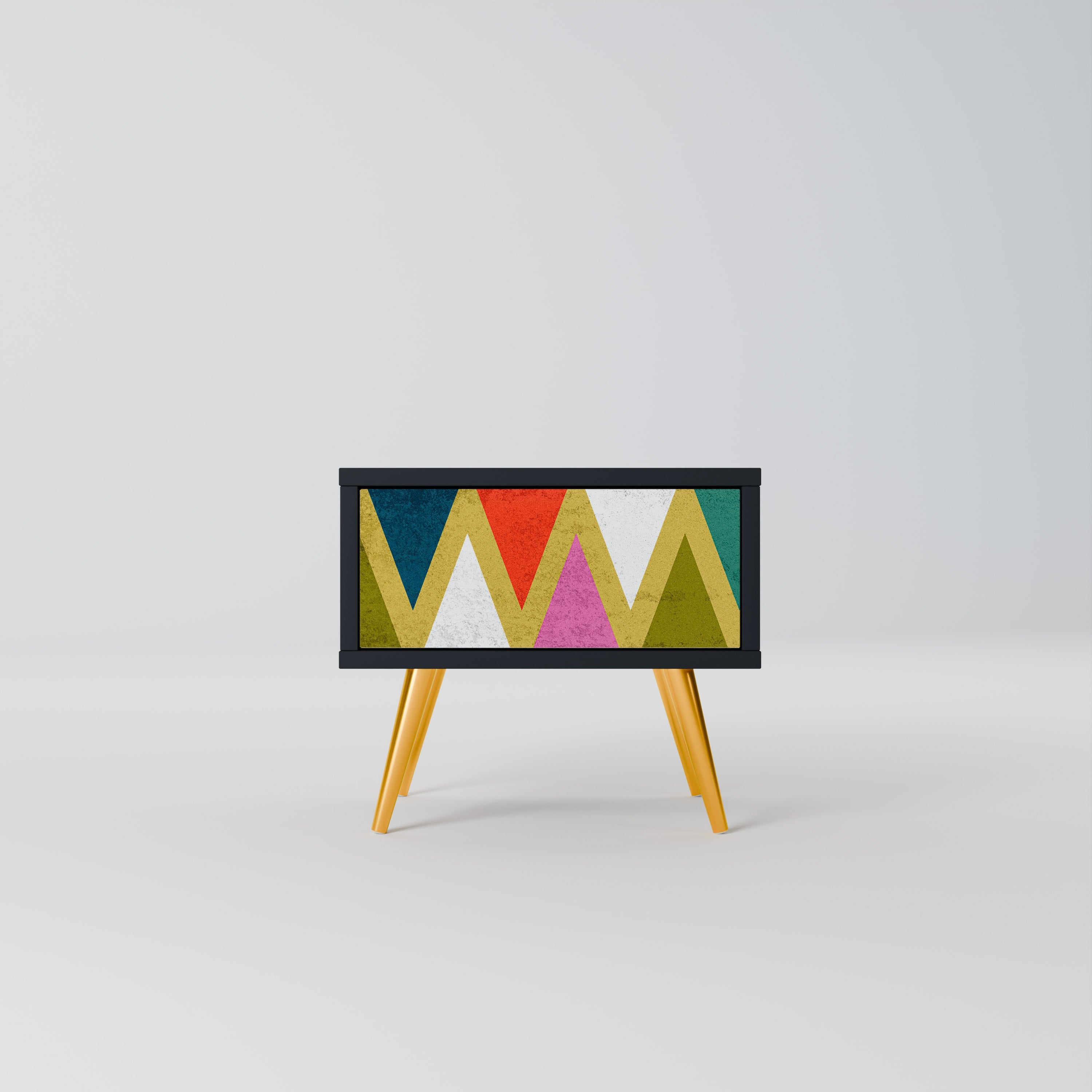 COLORFUL TRIANGLES Mesa de Cabeceira em Acabamento Preto