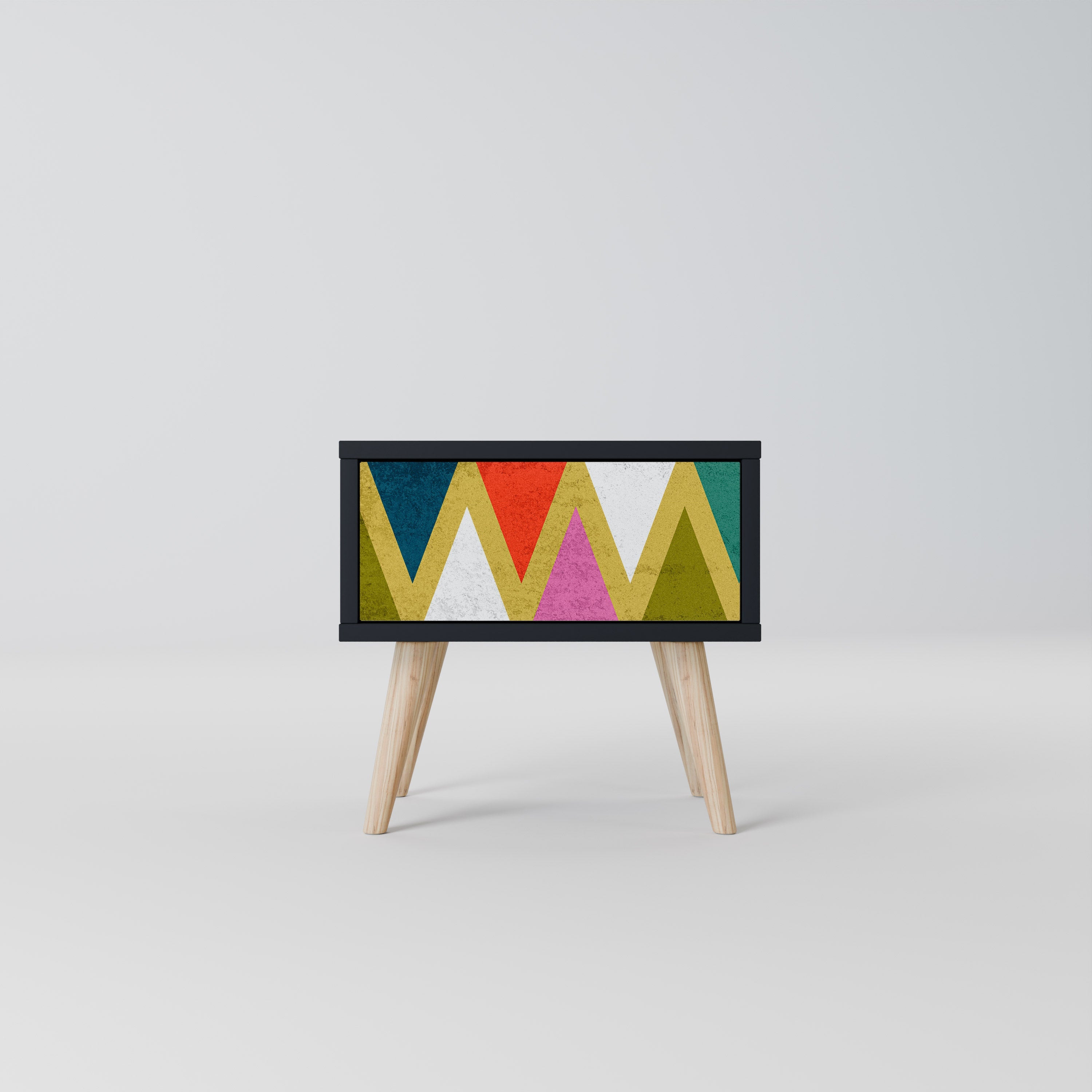COLORFUL TRIANGLES Mesa de Cabeceira em Acabamento Preto