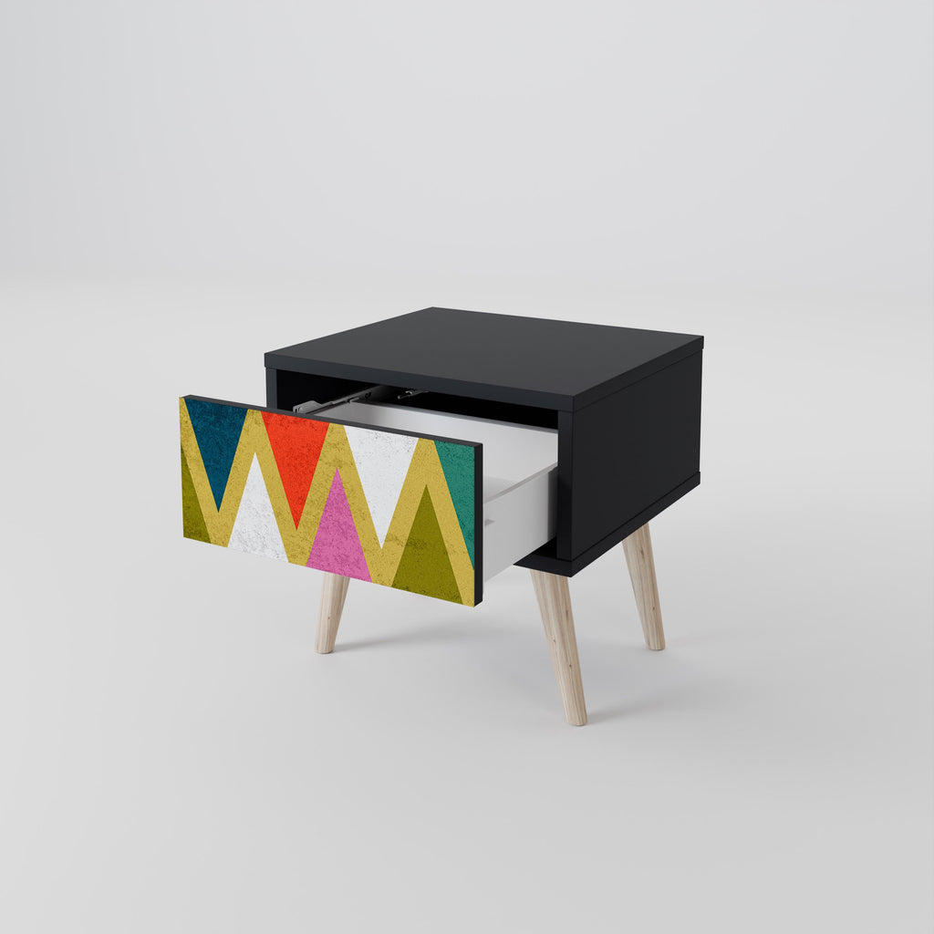 COLORFUL TRIANGLES Mesa de Cabeceira em Acabamento Preto