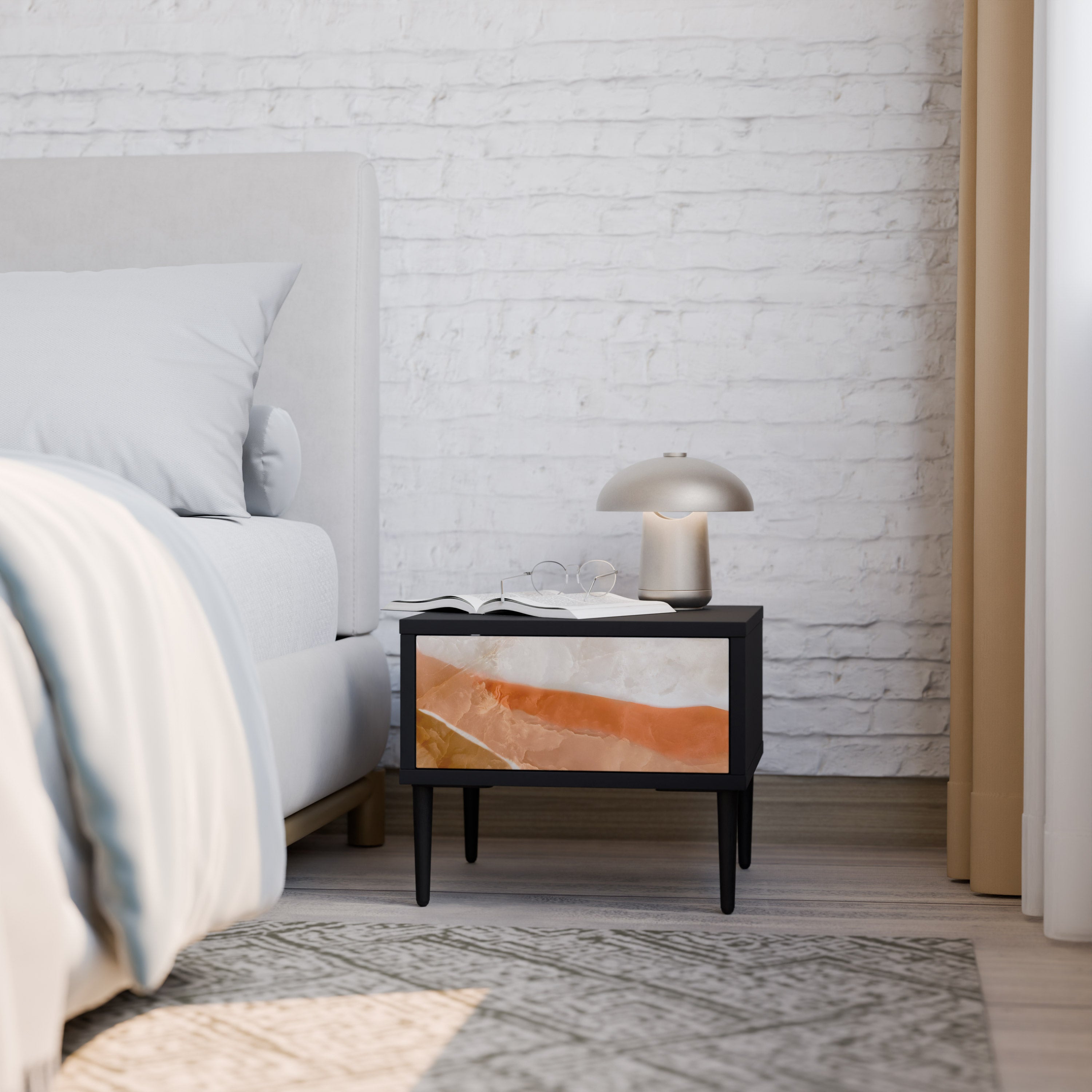 SANDHILLS SPLENDOUR Mesa de Cabeceira em Acabamento Preto