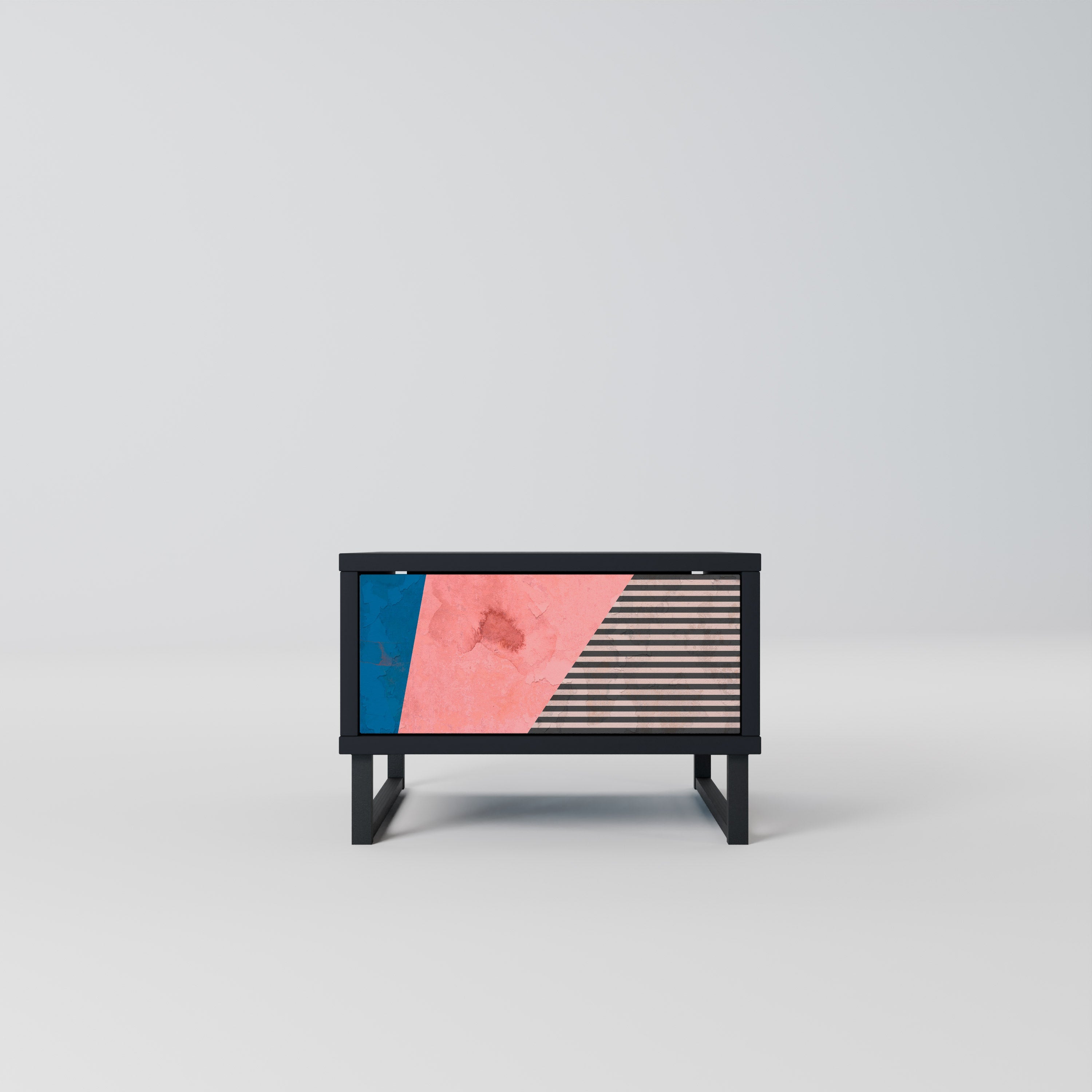 GLAMOROUS STRIPE Mesa de Cabeceira em Acabamento Preto