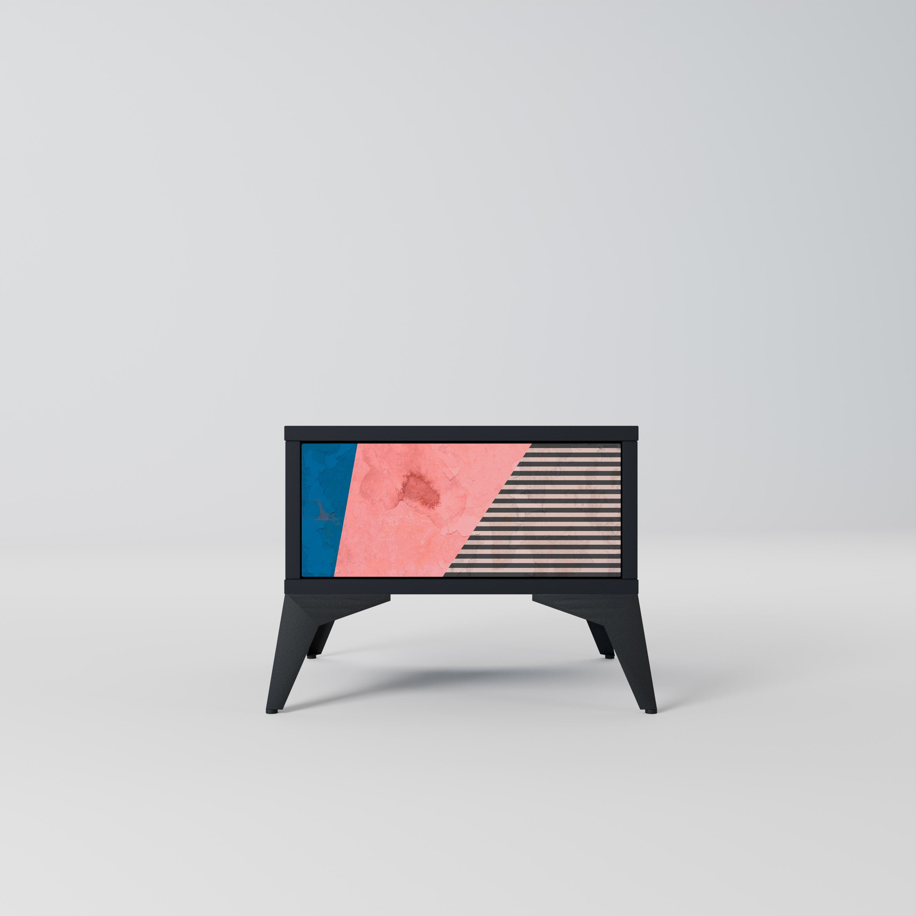 GLAMOROUS STRIPE Mesa de Cabeceira em Acabamento Preto