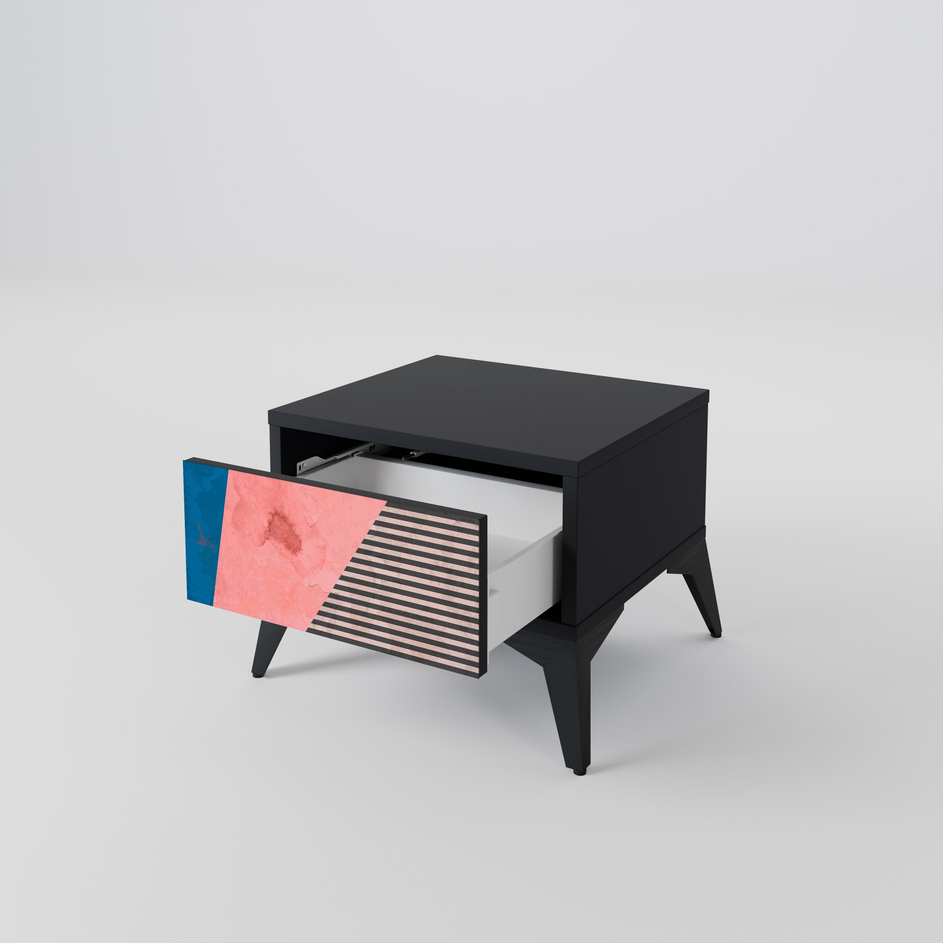 GLAMOROUS STRIPE Mesa de Cabeceira em Acabamento Preto