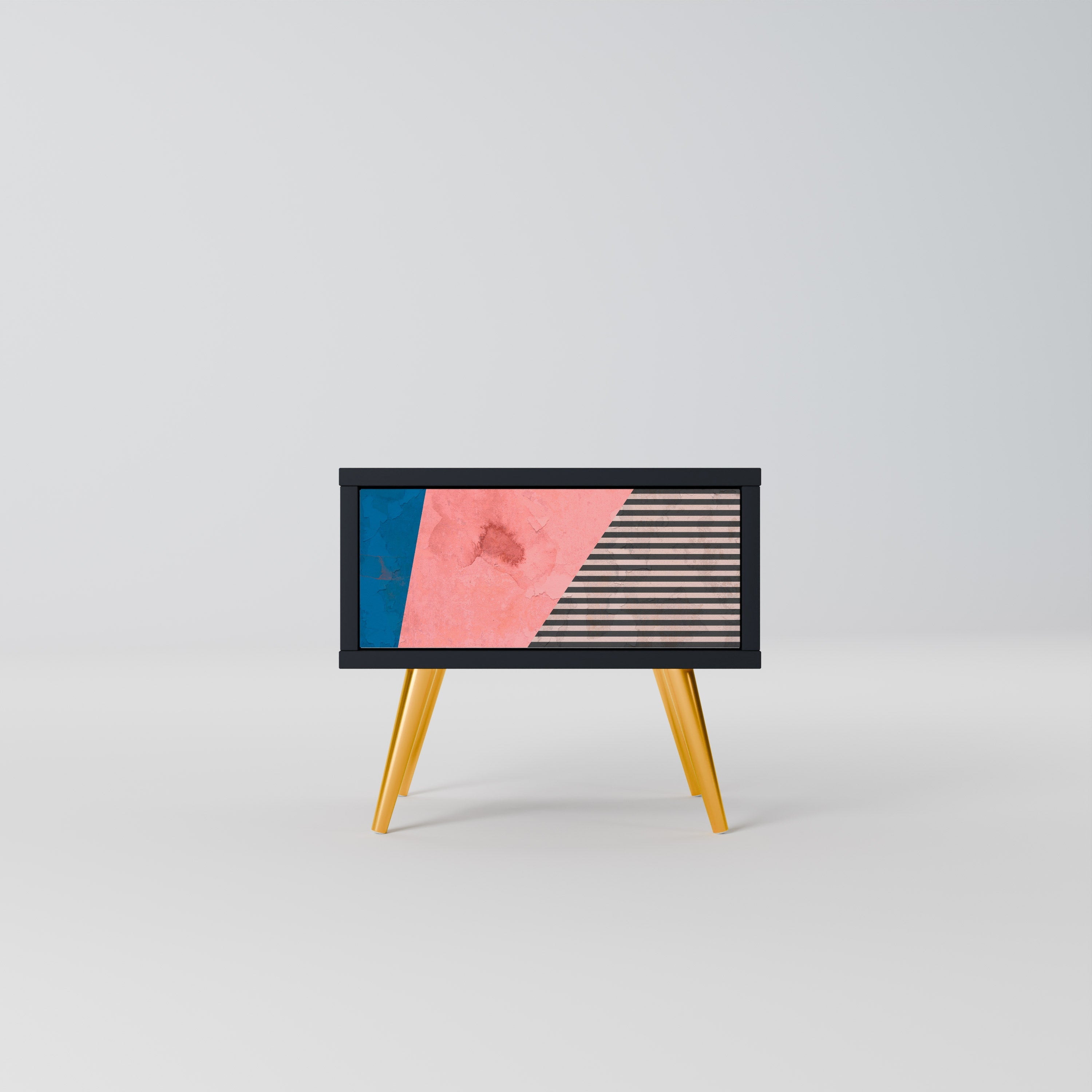 GLAMOROUS STRIPE Mesa de Cabeceira em Acabamento Preto