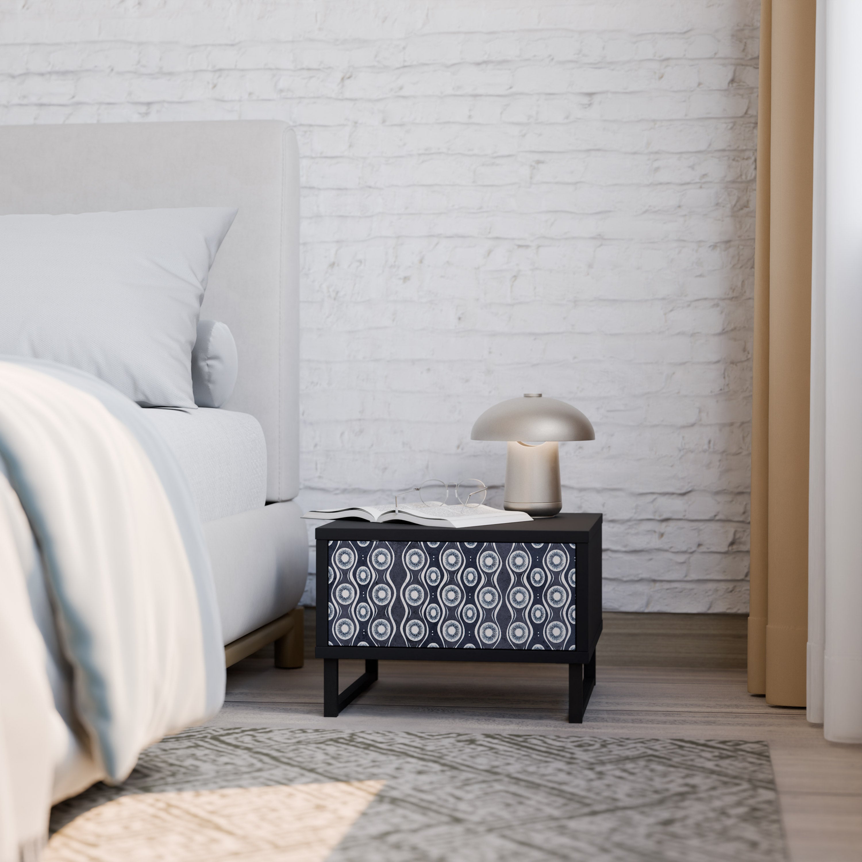 GRAPHITE EYES Mesa de Cabeceira em Acabamento Preto