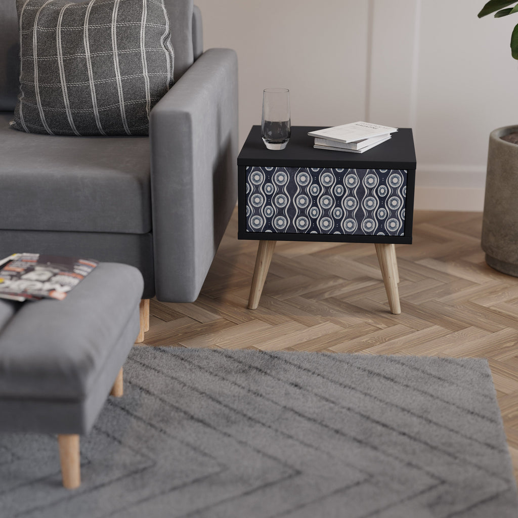 GRAPHITE EYES Mesa de Cabeceira em Acabamento Preto