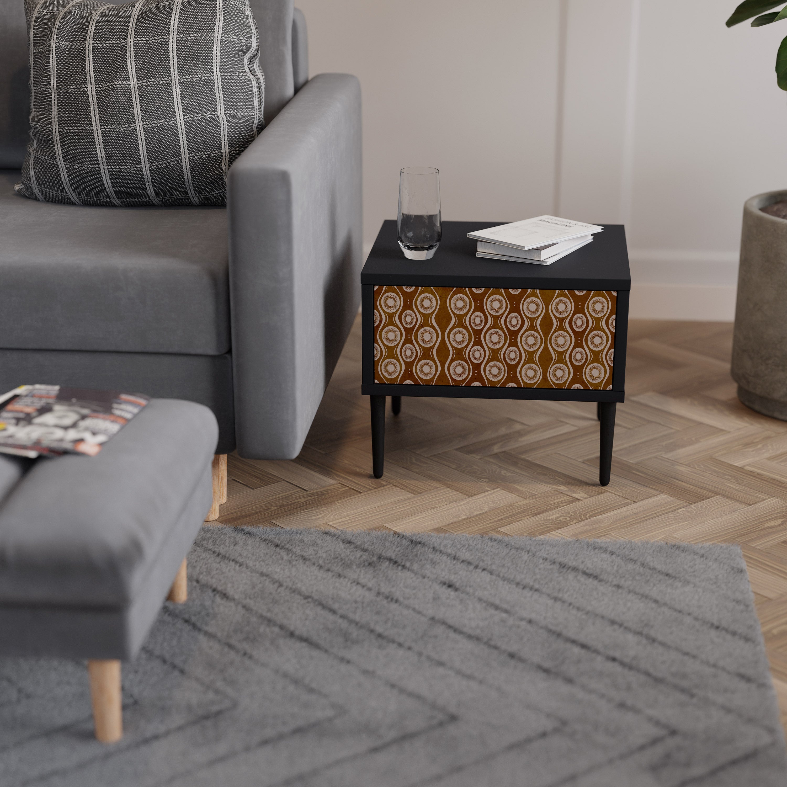 BROWN EYES Mesa de Cabeceira em Acabamento Preto