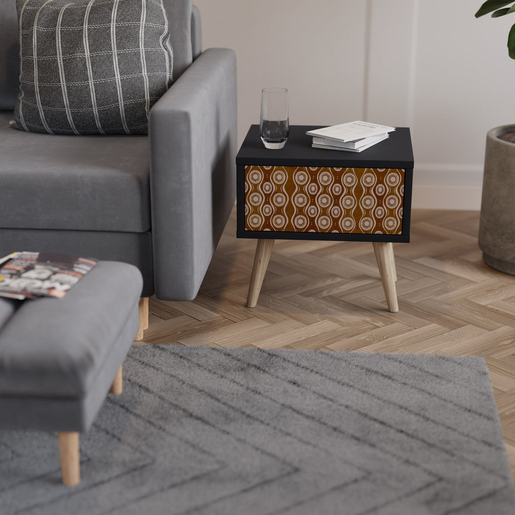 BROWN EYES Mesa de Cabeceira em Acabamento Preto