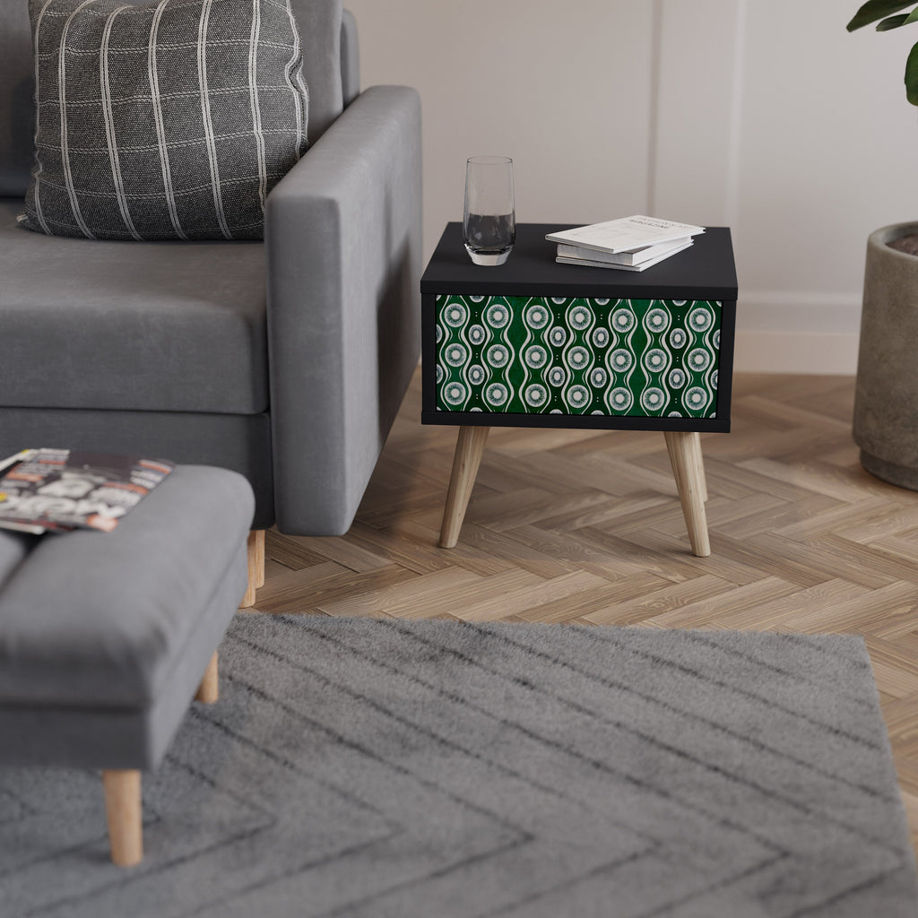 GREEN EYES Mesa de Cabeceira em Acabamento Preto