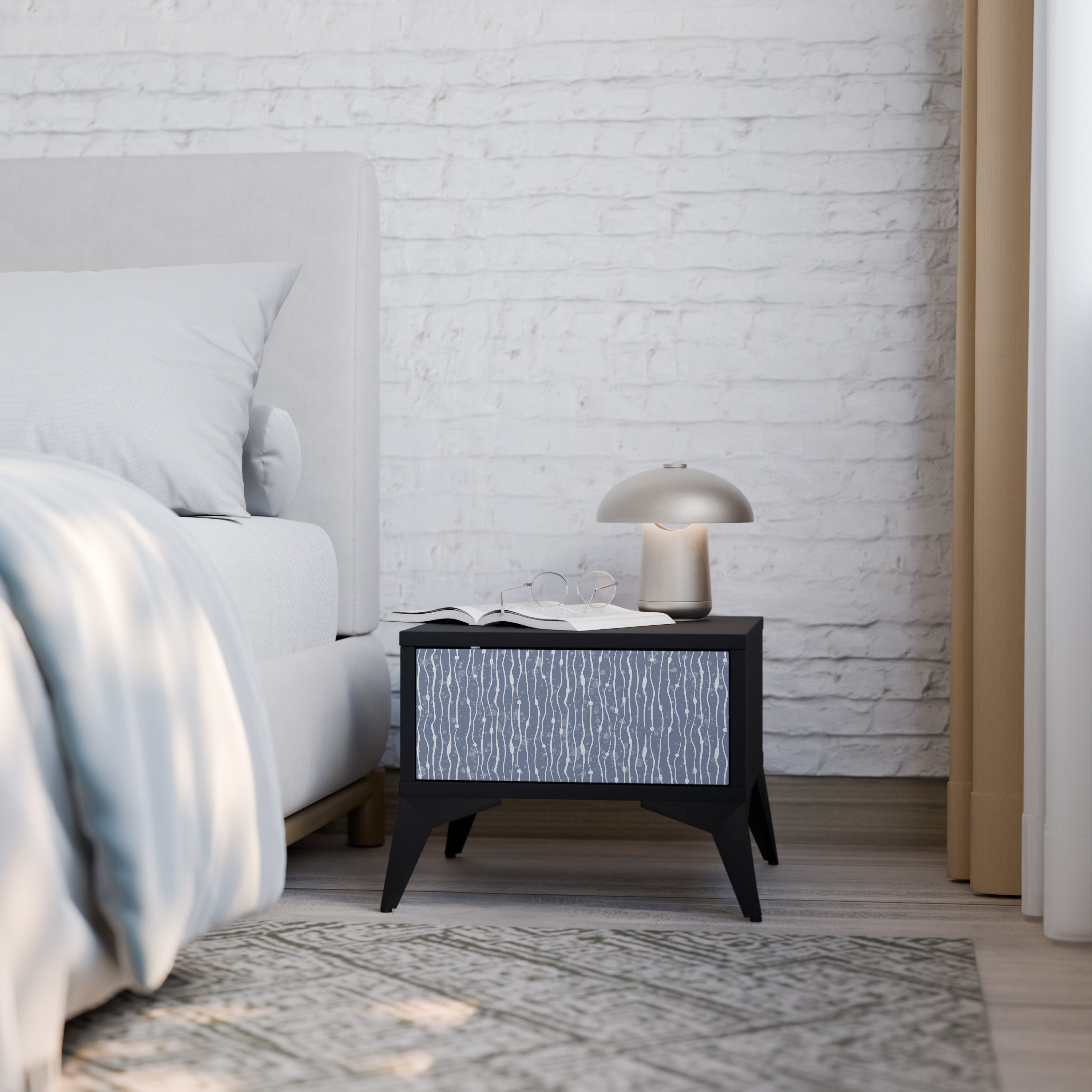 GRAPHITE RAIN Mesa de Cabeceira em Acabamento Preto