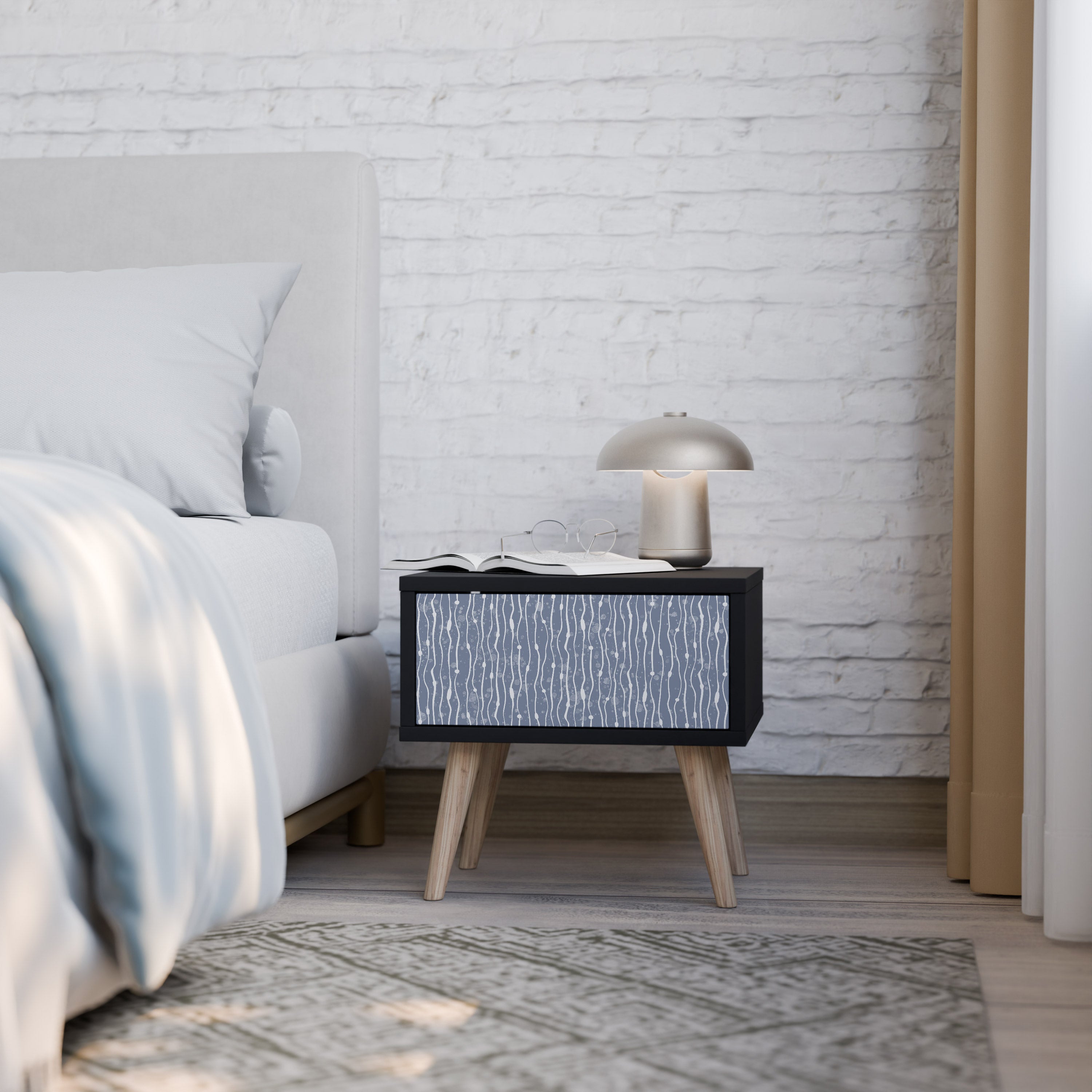 GRAPHITE RAIN Mesa de Cabeceira em Acabamento Preto