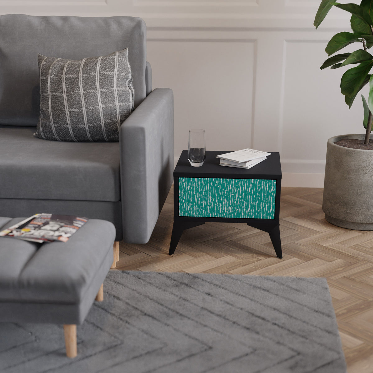 TURQUOISE RAIN Mesa de Cabeceira com Gaveta
