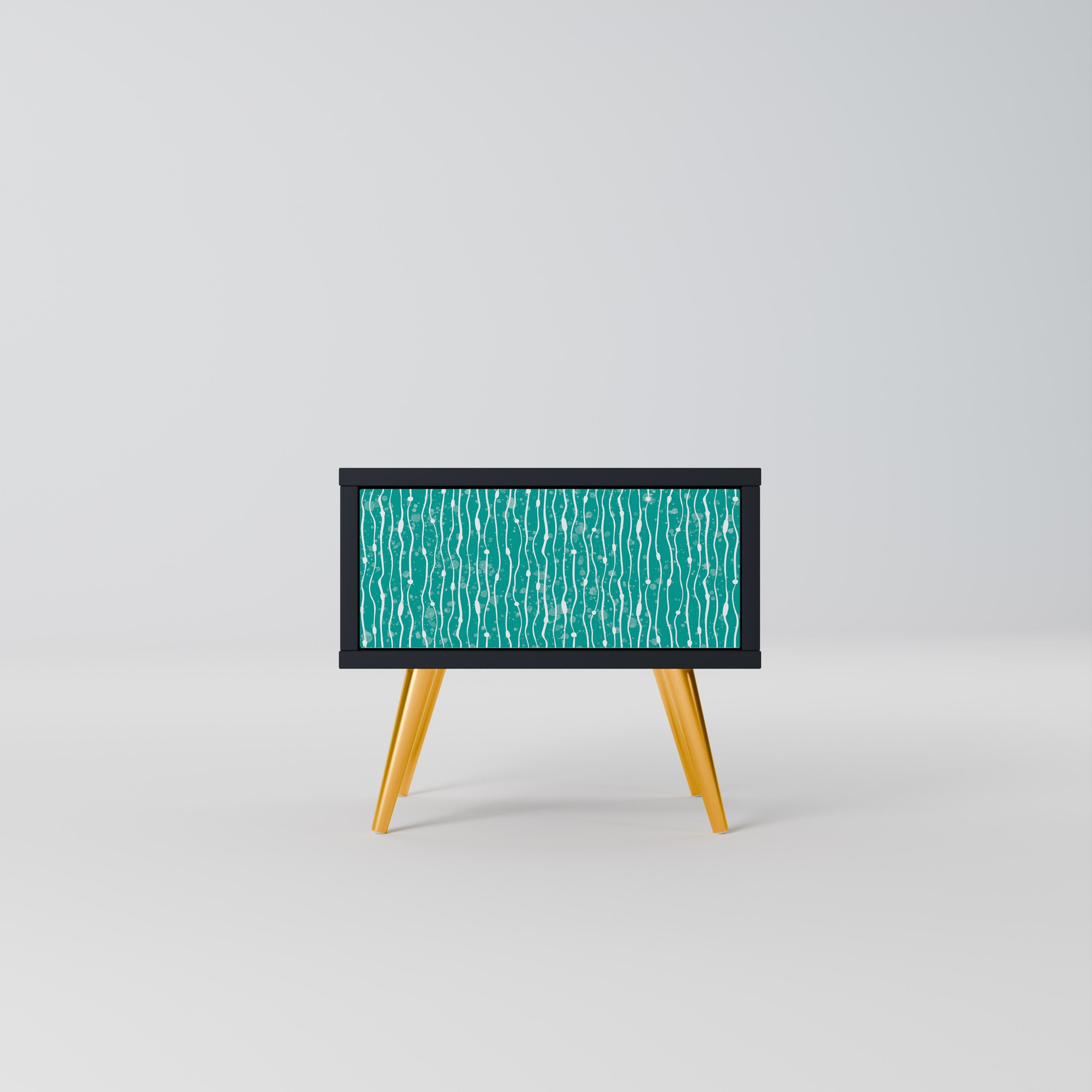 TURQUOISE RAIN Mesa de Cabeceira em Acabamento Preto