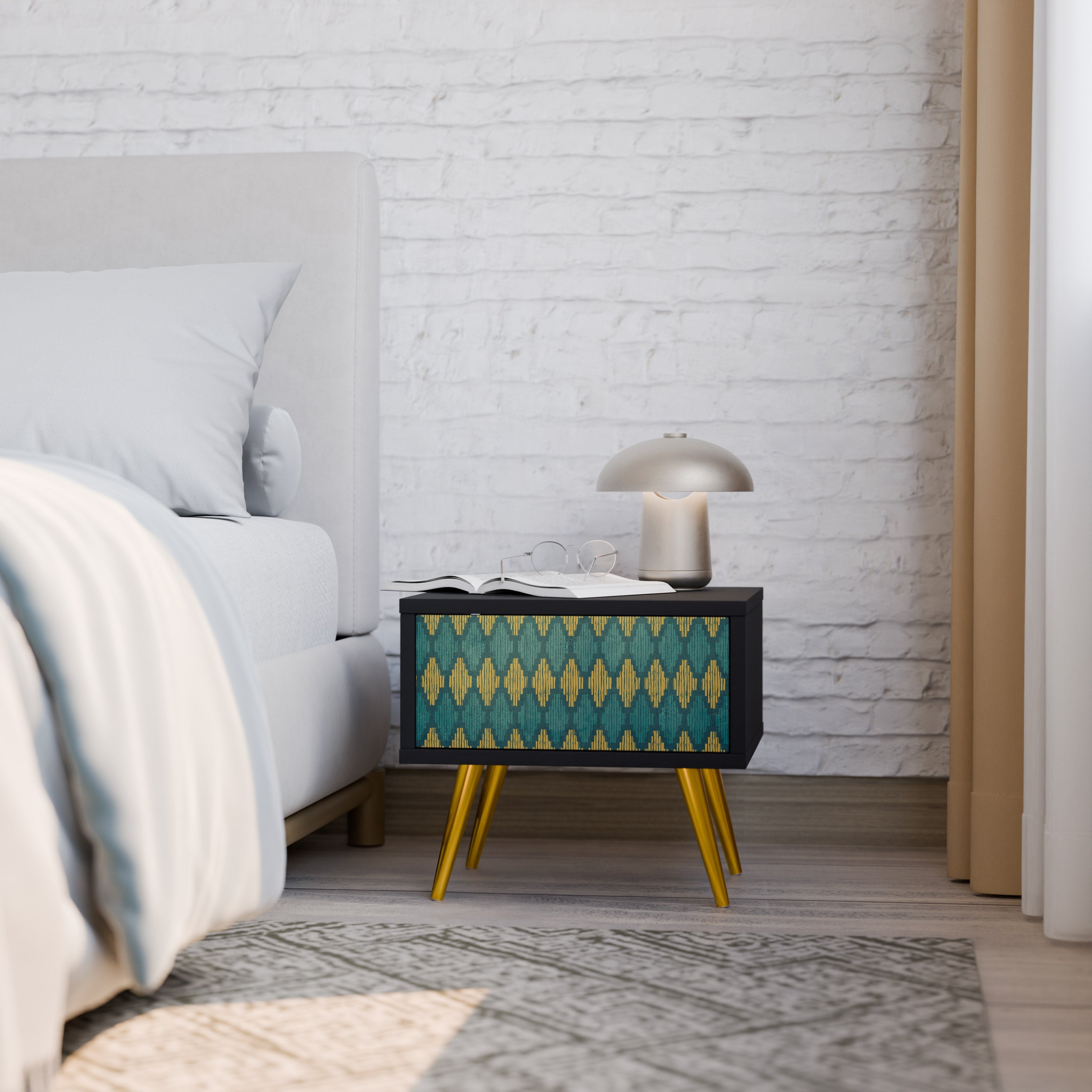 POLYGONS Mesa de Cabeceira em Acabamento Preto