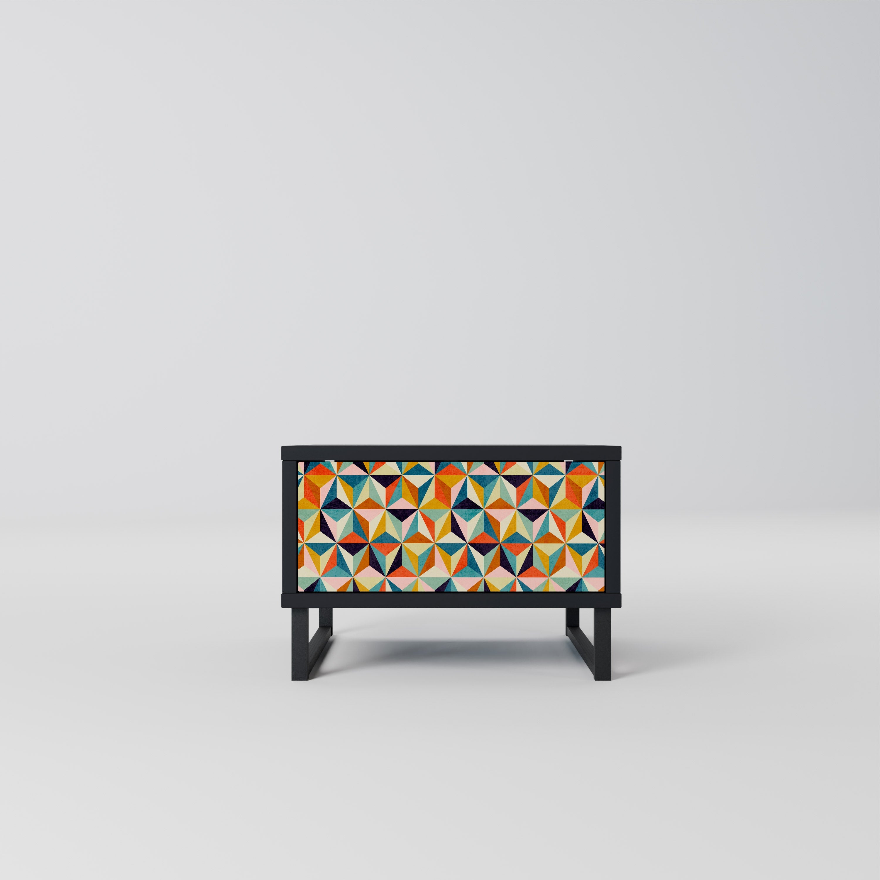 TESSELATE TREASURES Mesa de Cabeceira em Acabamento Preto