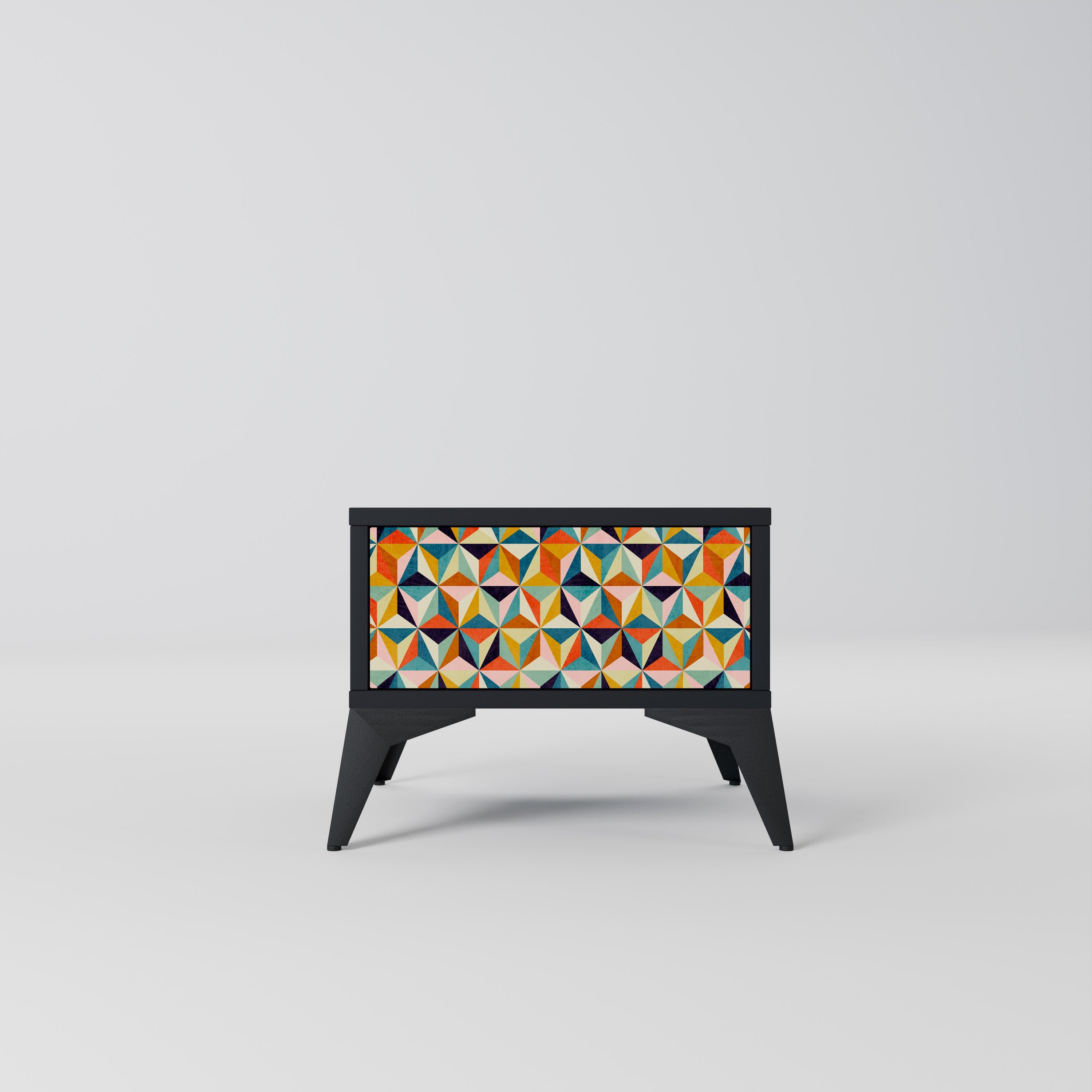 TESSELATE TREASURES Mesa de Cabeceira em Acabamento Preto