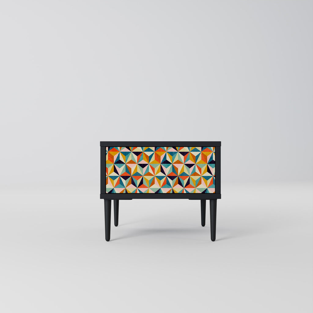 TESSELATE TREASURES Mesa de Cabeceira em Acabamento Preto