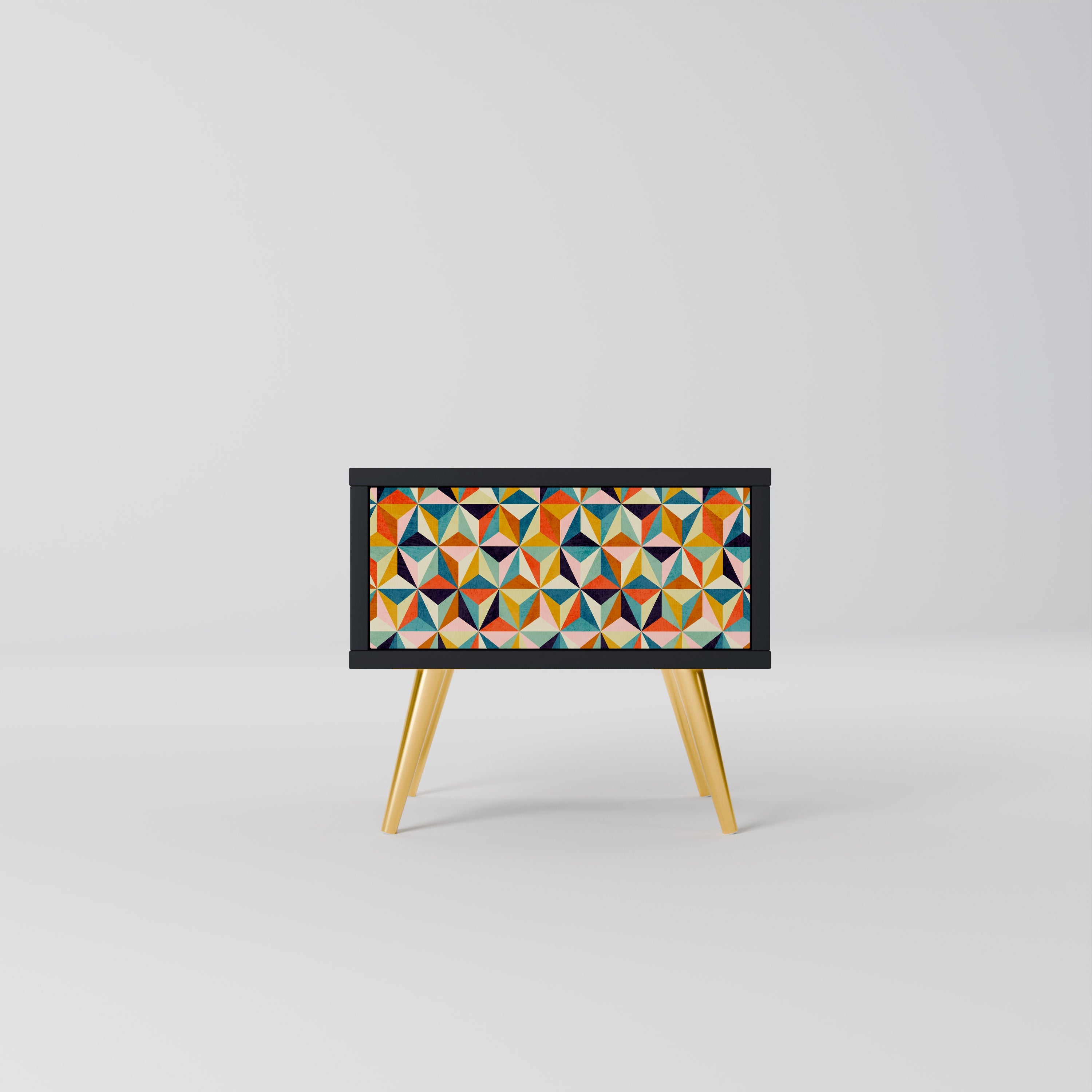 TESSELATE TREASURES Mesa de Cabeceira em Acabamento Preto