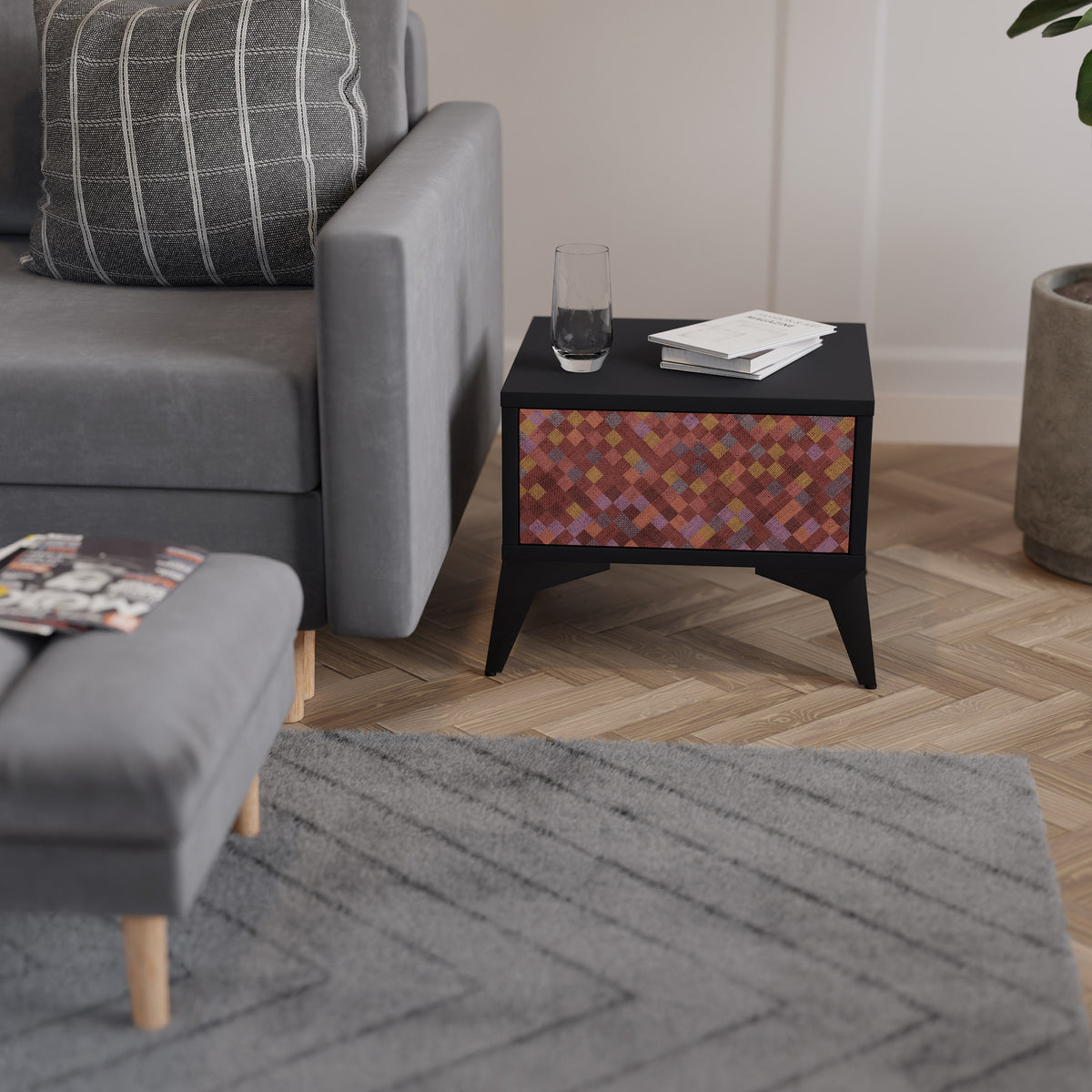 PAINTED SQUARES Nightstand