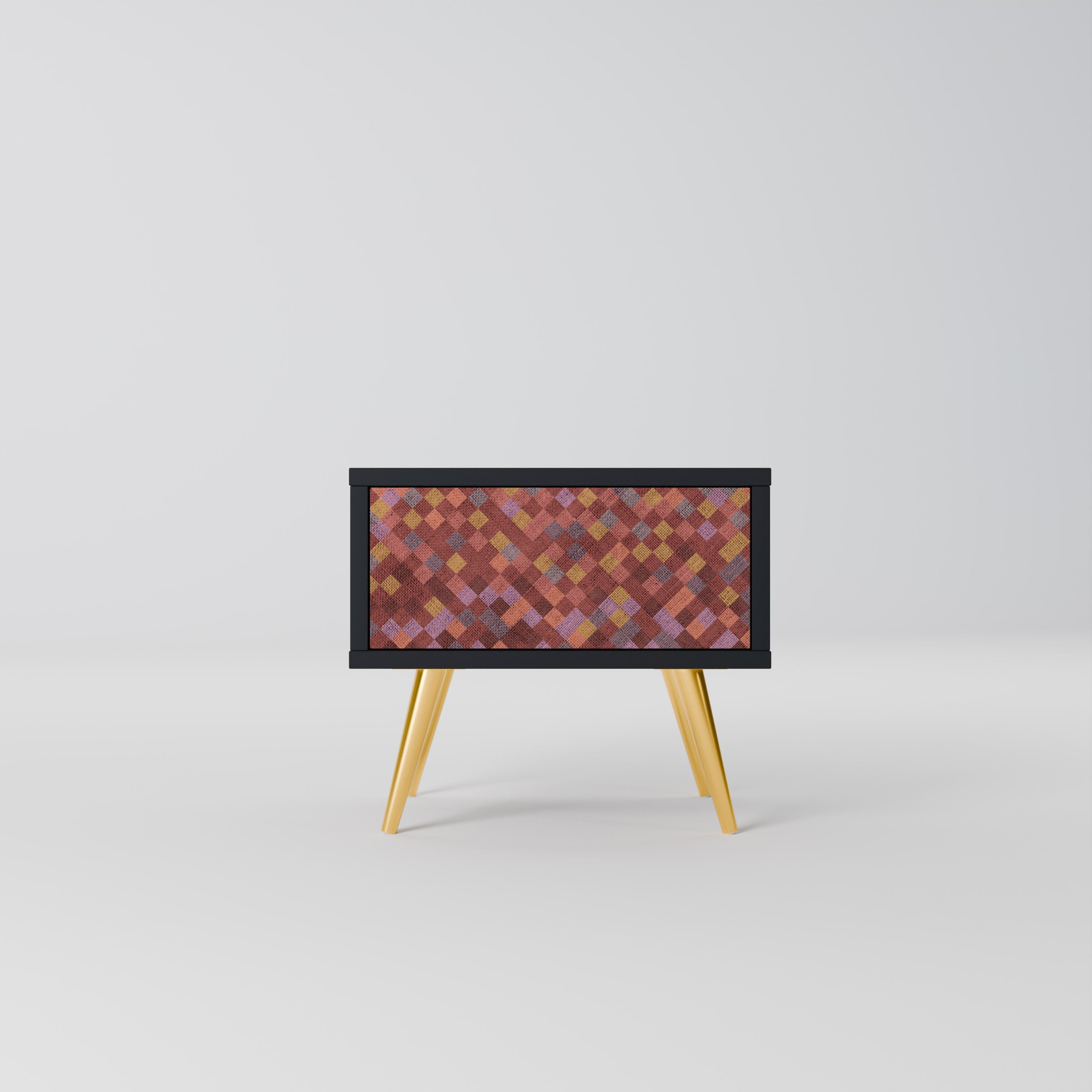 PAINTED SQUARES Mesa de Cabeceira em Acabamento Preto