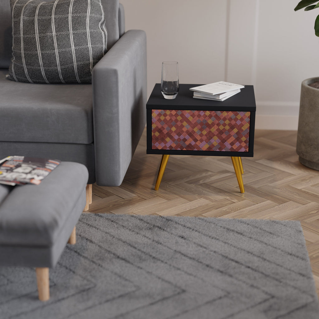 PAINTED SQUARES Mesa de Cabeceira em Acabamento Preto