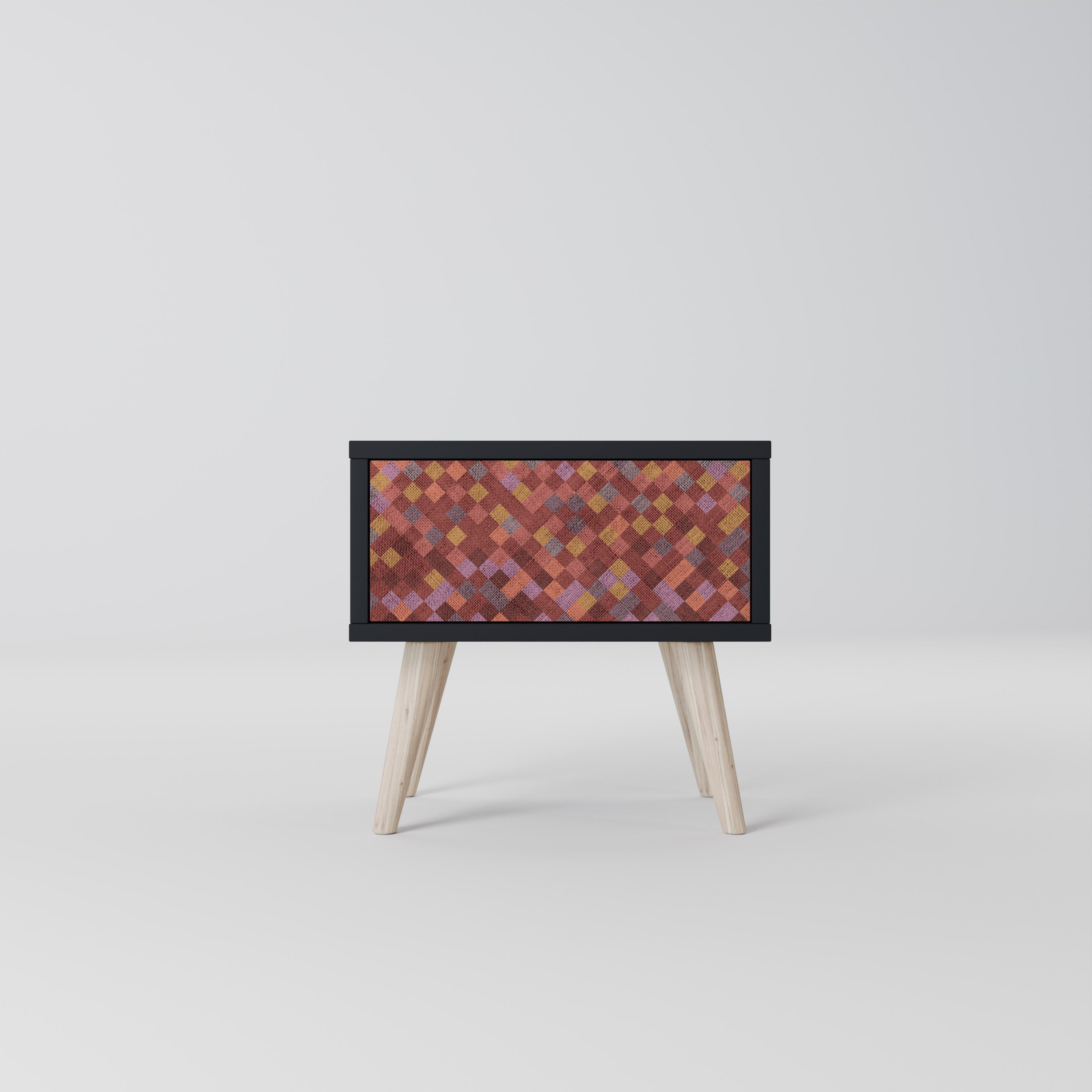 PAINTED SQUARES Mesa de Cabeceira em Acabamento Preto