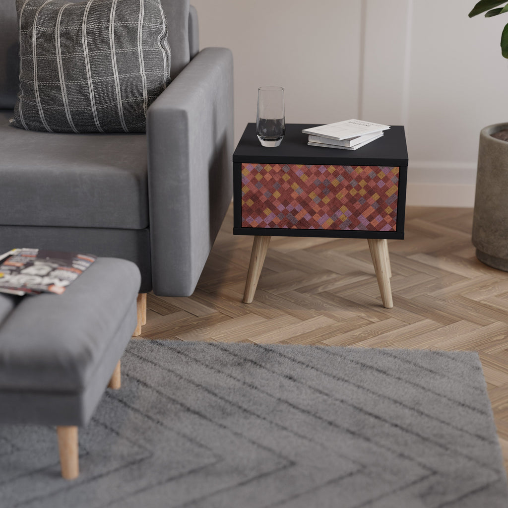 PAINTED SQUARES Mesa de Cabeceira em Acabamento Preto