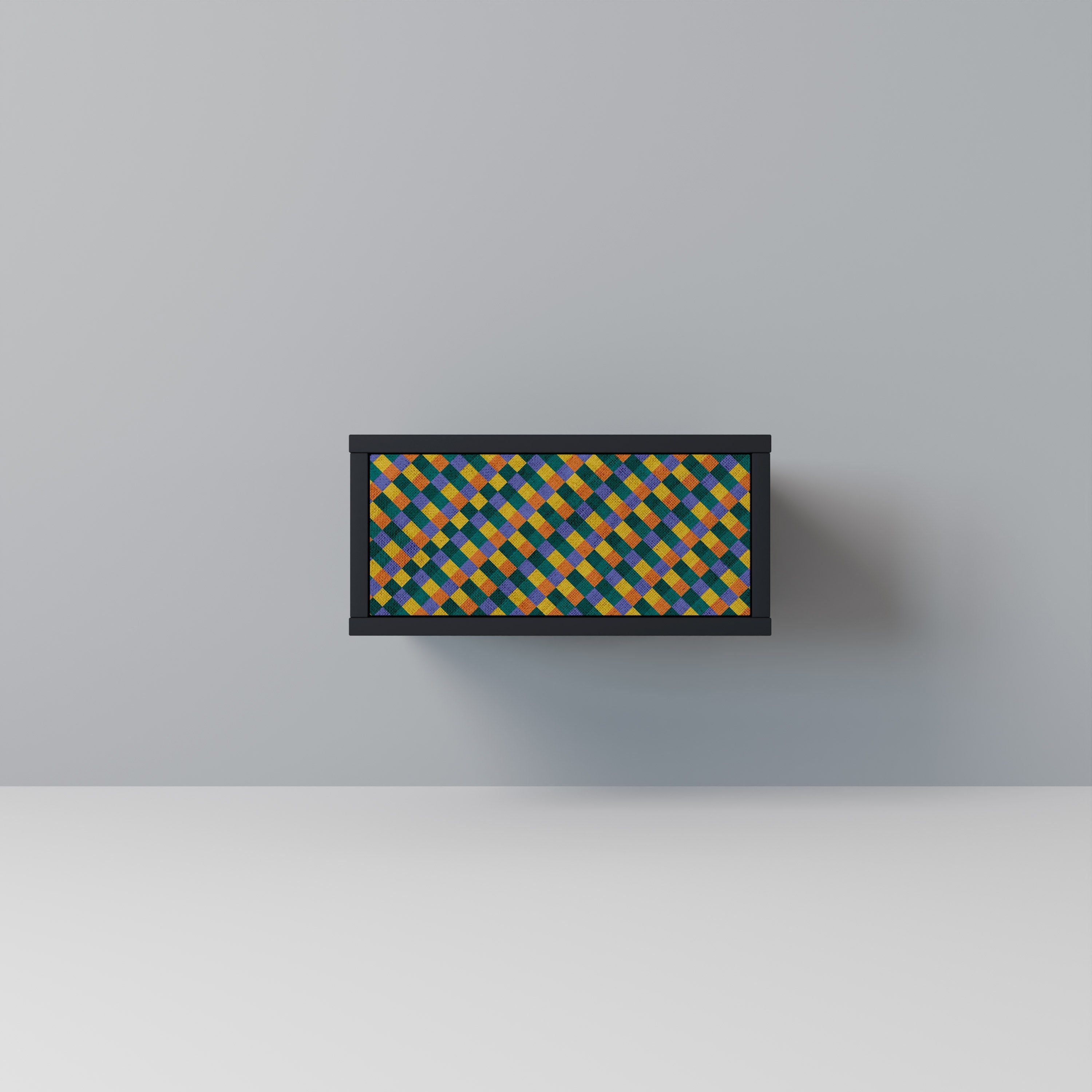 PAINTED SQUARES MIX Mesa de Cabeceira em Acabamento Preto