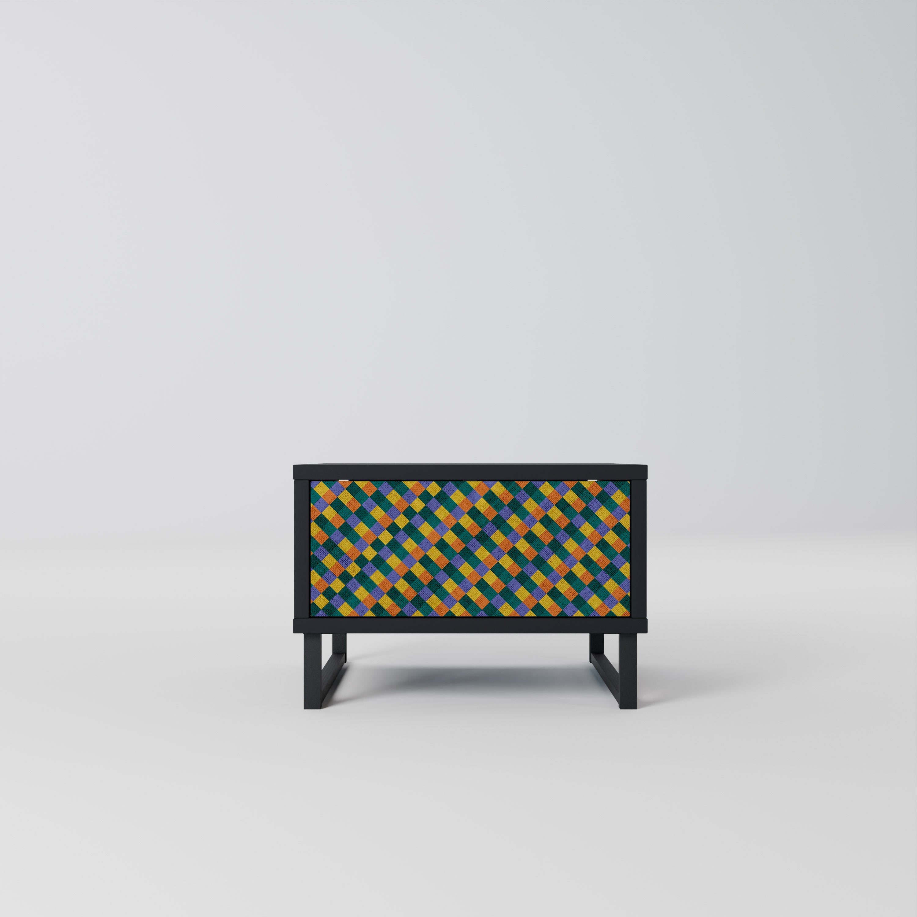 PAINTED SQUARES MIX Mesa de Cabeceira em Acabamento Preto