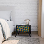 PAINTED SQUARES MIX Mesa de Cabeceira em Acabamento Preto