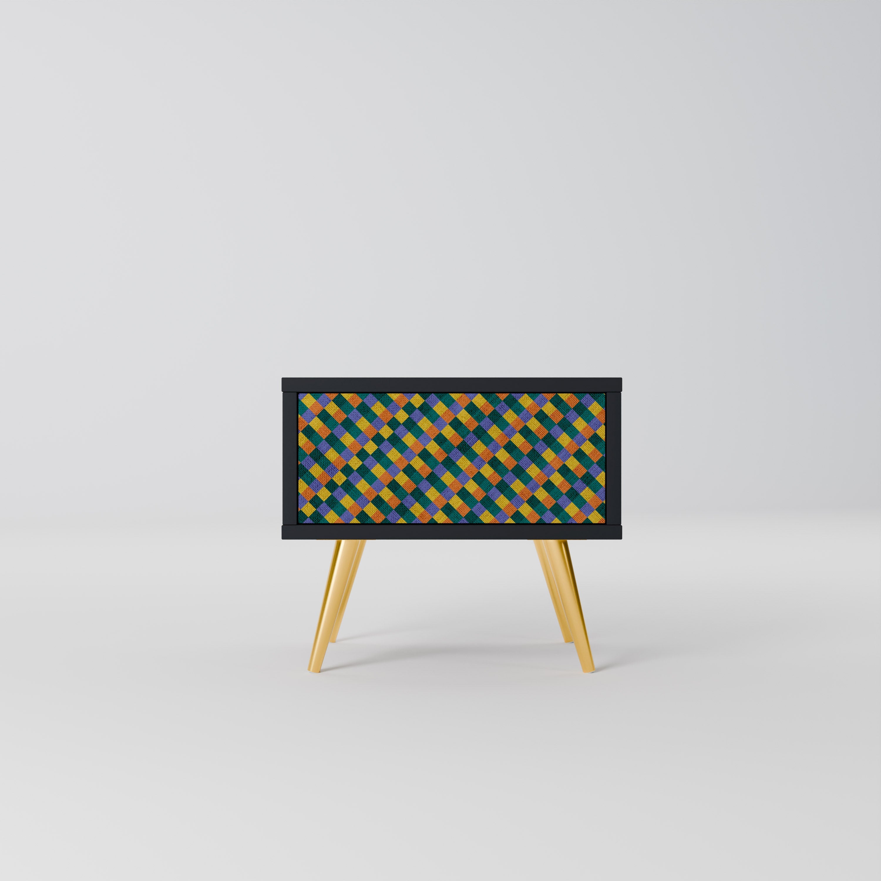 PAINTED SQUARES MIX Mesa de Cabeceira em Acabamento Preto