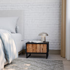 NATURAL WOOD Mesa de Cabeceira em Acabamento Preto