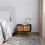 NATURAL WOOD Mesa de Cabeceira em Acabamento Preto