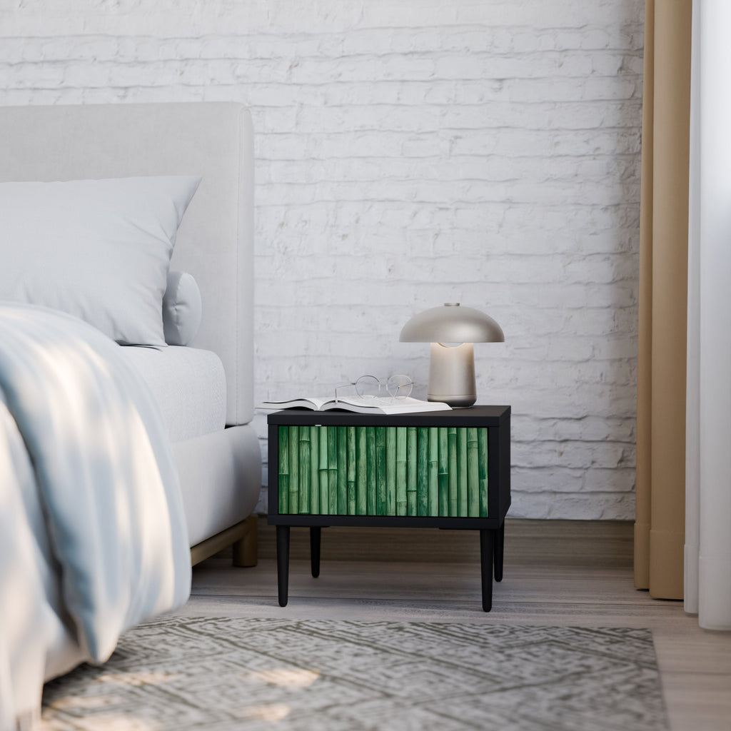 NATURAL GREEN Mesa de Cabeceira em Acabamento Preto