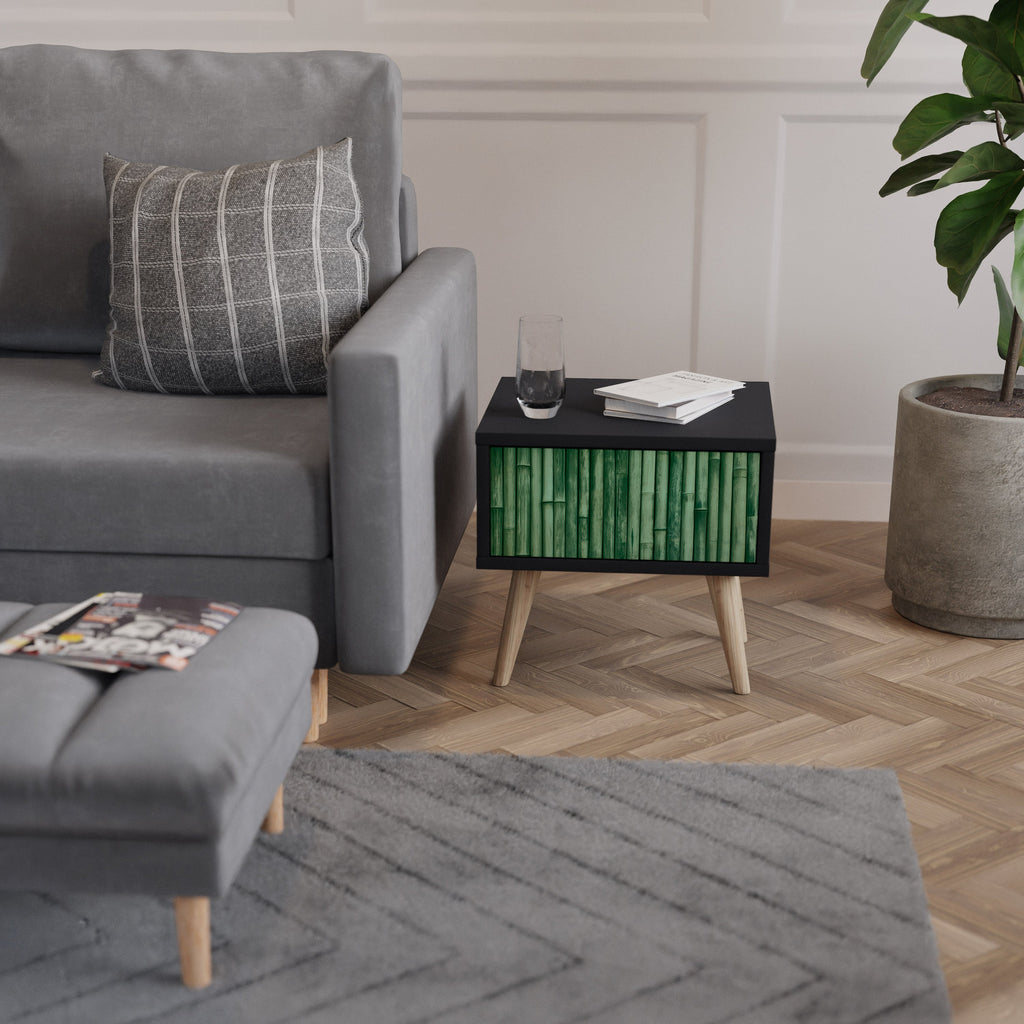 NATURAL GREEN Mesa de Cabeceira em Acabamento Preto