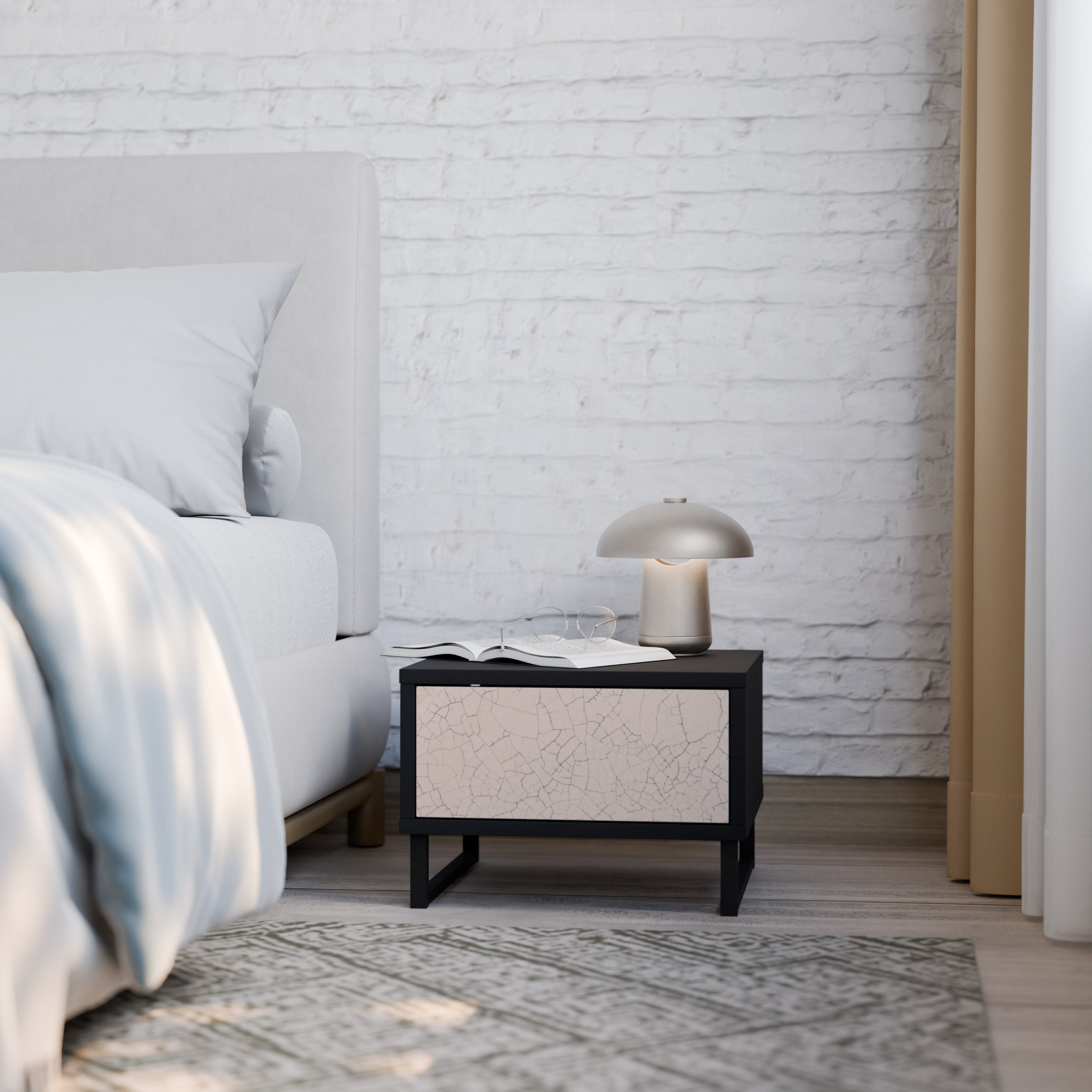CERAMIC TEXTURE Mesa de Cabeceira em Acabamento Preto