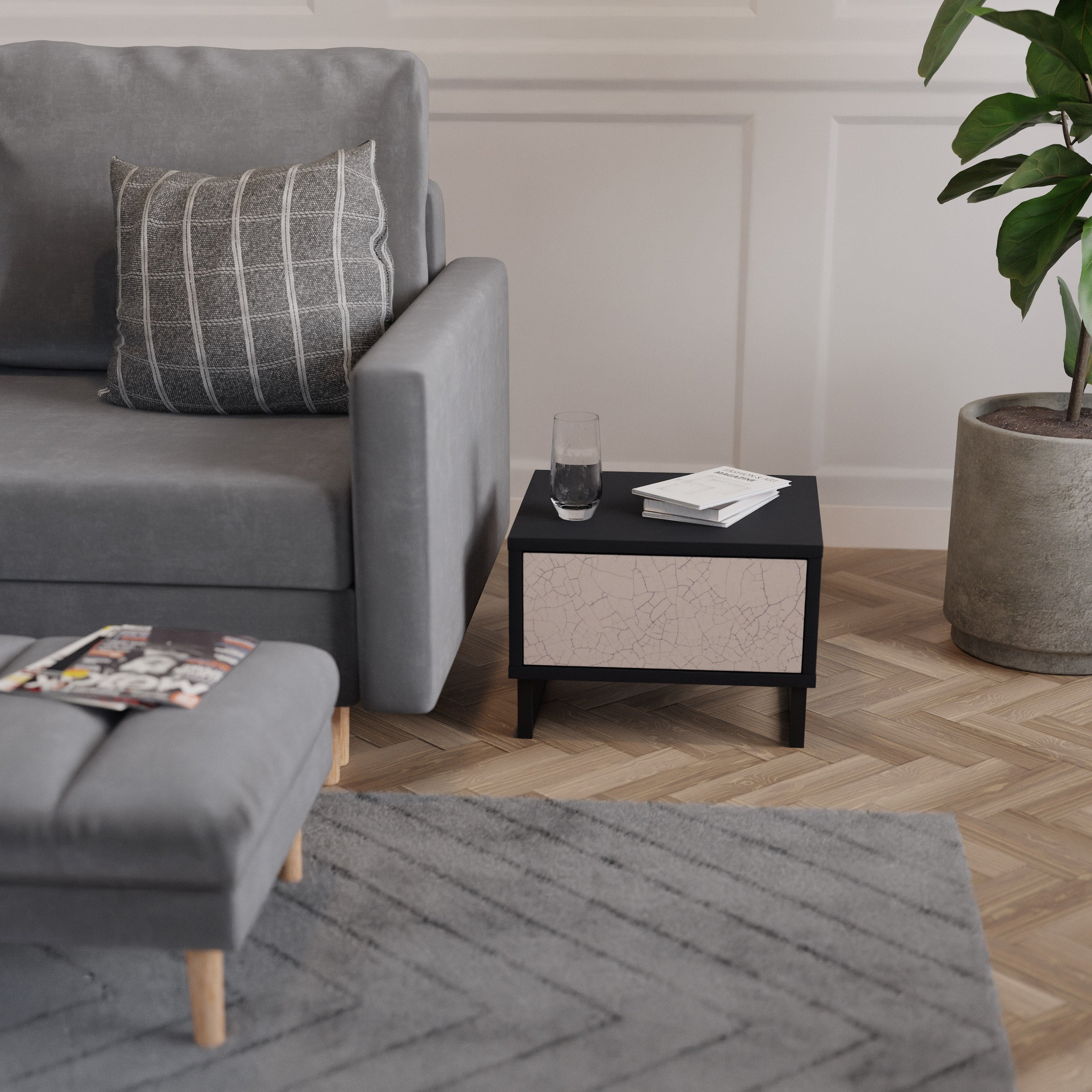 CERAMIC TEXTURE Mesa de Cabeceira em Acabamento Preto