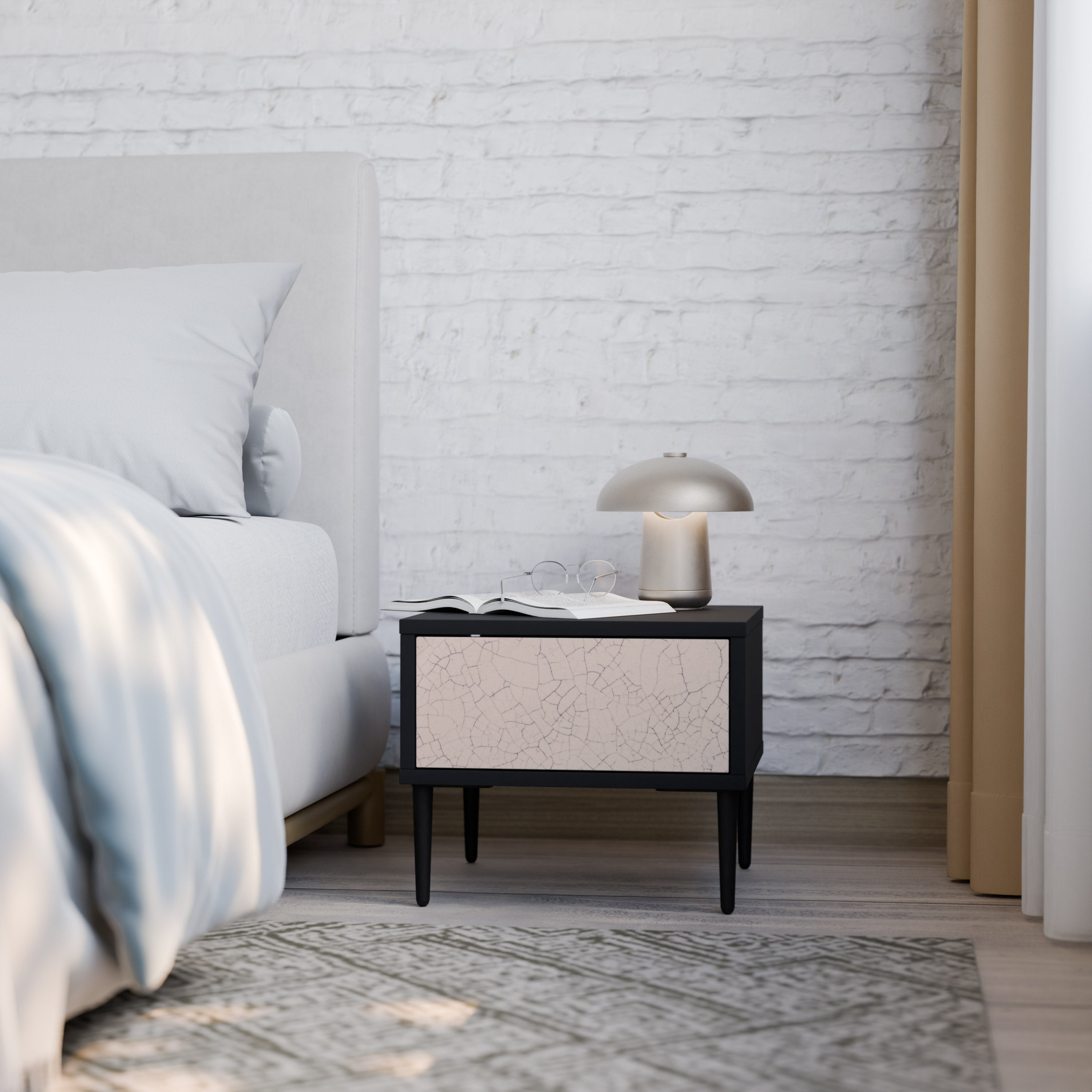 CERAMIC TEXTURE Mesa de Cabeceira em Acabamento Preto