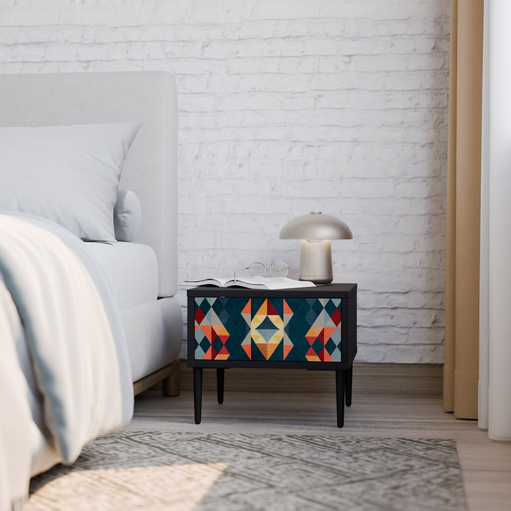 CRACKED ILLUSION Mesa de Cabeceira em Acabamento Preto