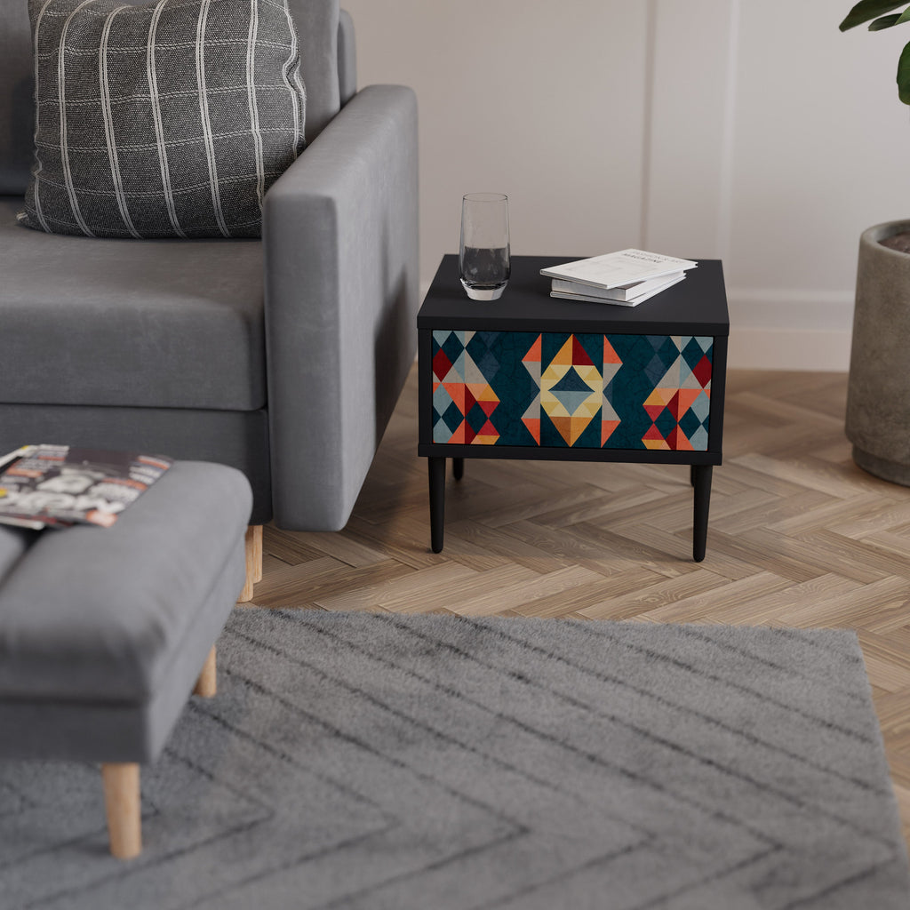 CRACKED ILLUSION Mesa de Cabeceira em Acabamento Preto