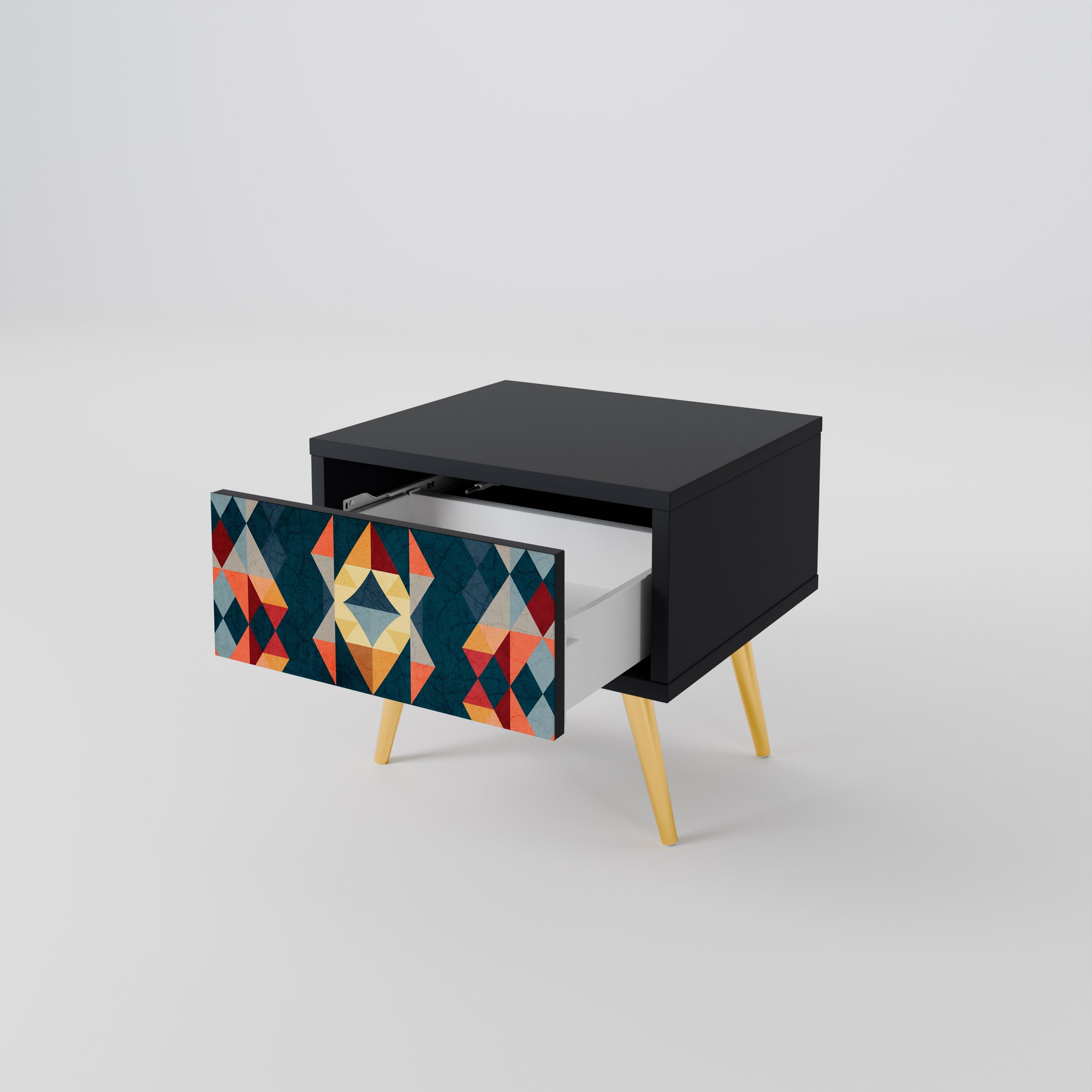 CRACKED ILLUSION Mesa de Cabeceira em Acabamento Preto