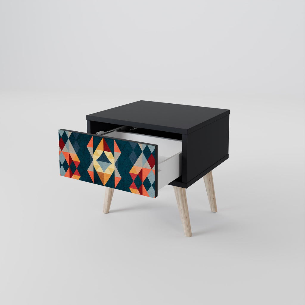 CRACKED ILLUSION Mesa de Cabeceira em Acabamento Preto