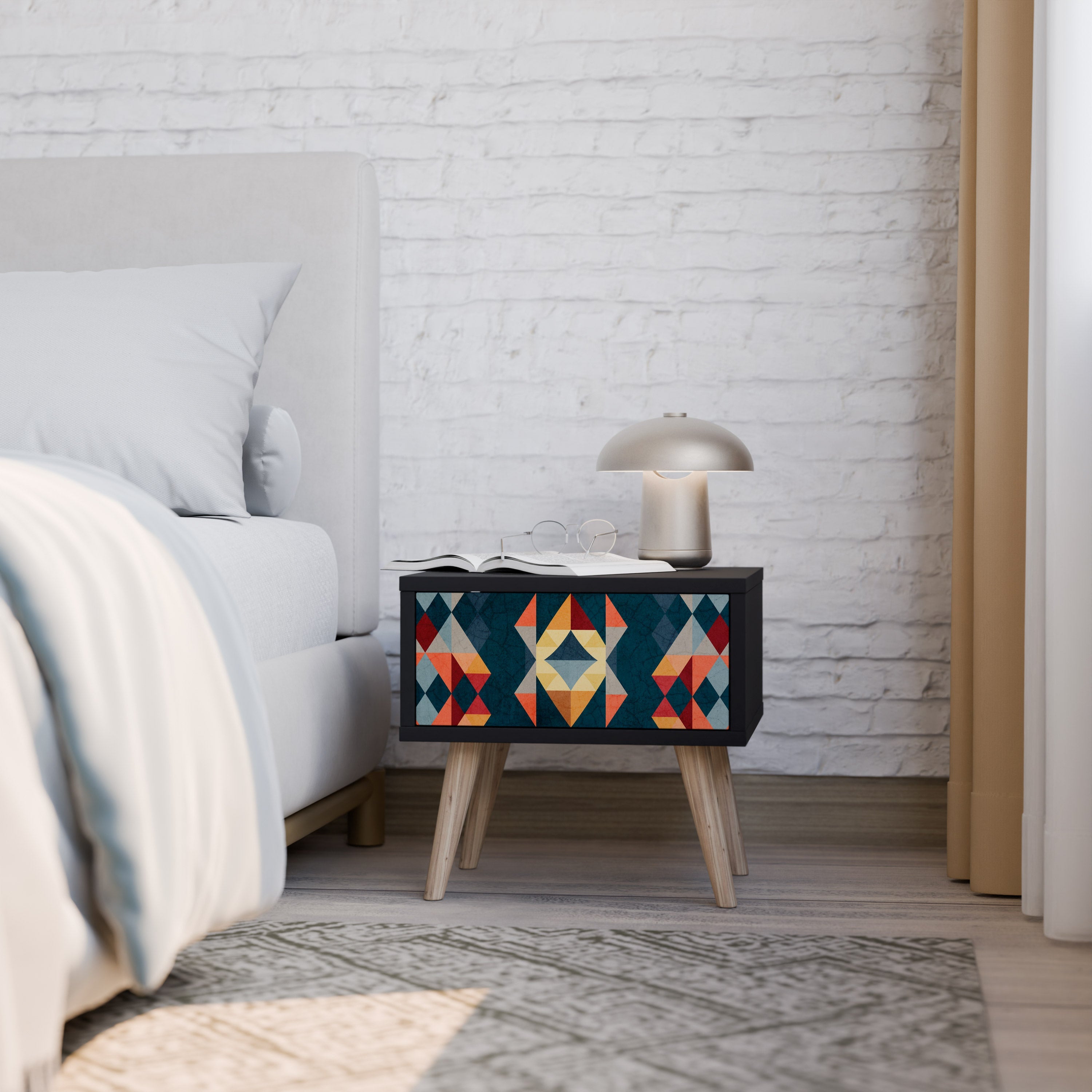 CRACKED ILLUSION Mesa de Cabeceira em Acabamento Preto