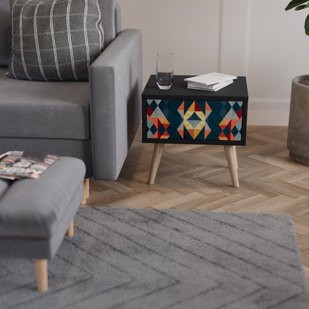 CRACKED ILLUSION Mesa de Cabeceira em Acabamento Preto