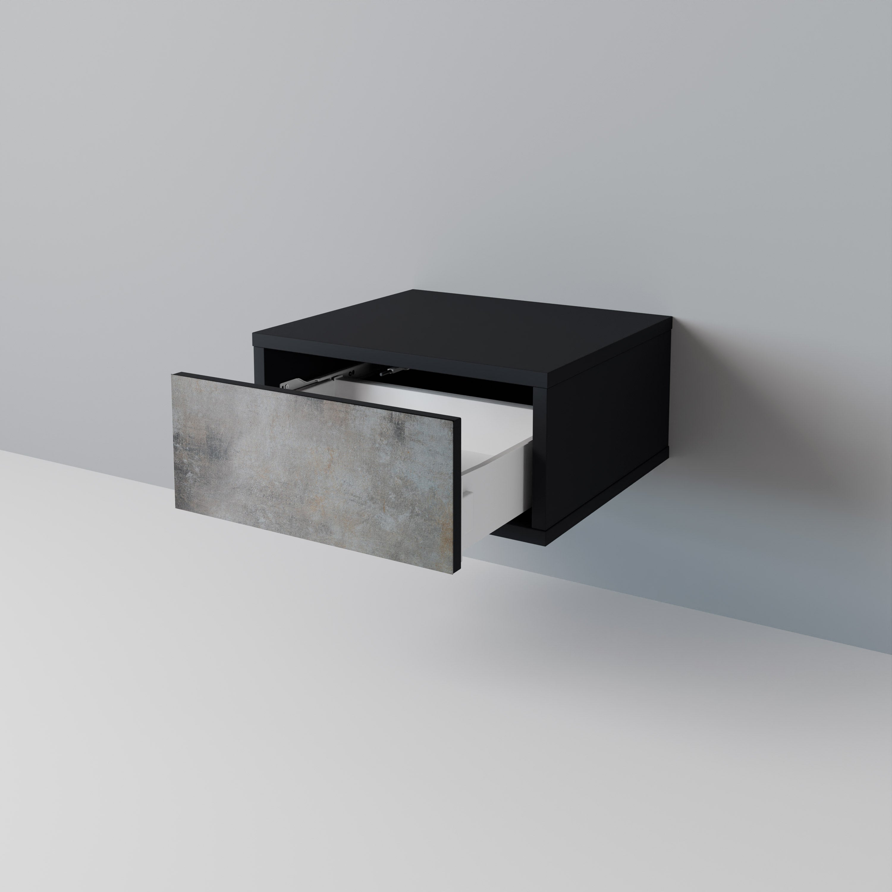 CONCRETE WALL Nightstand in Black Finish