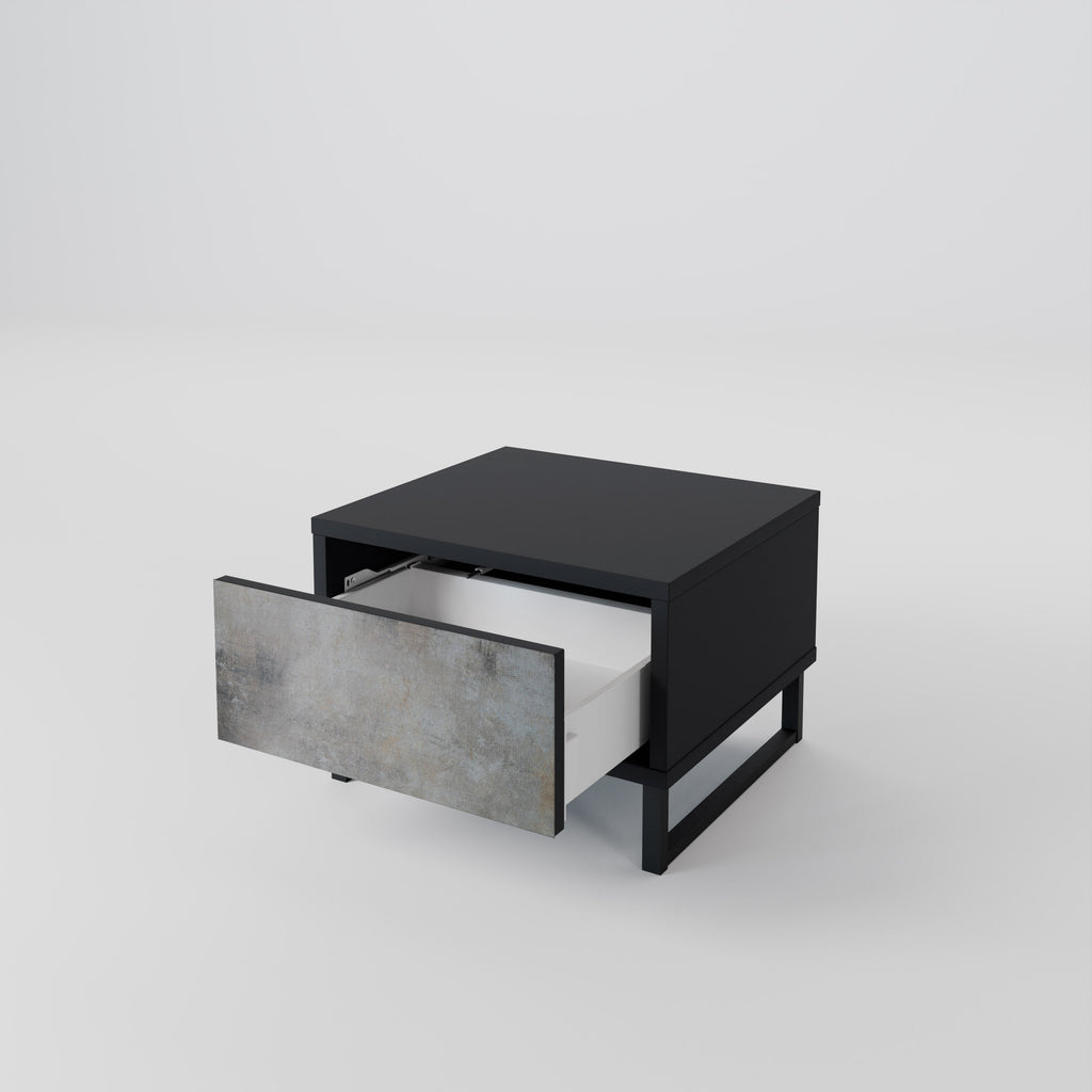 CONCRETE WALL Nightstand in Black Finish