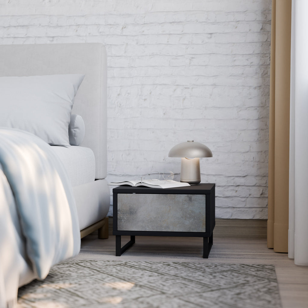 CONCRETE WALL Nightstand in Black Finish