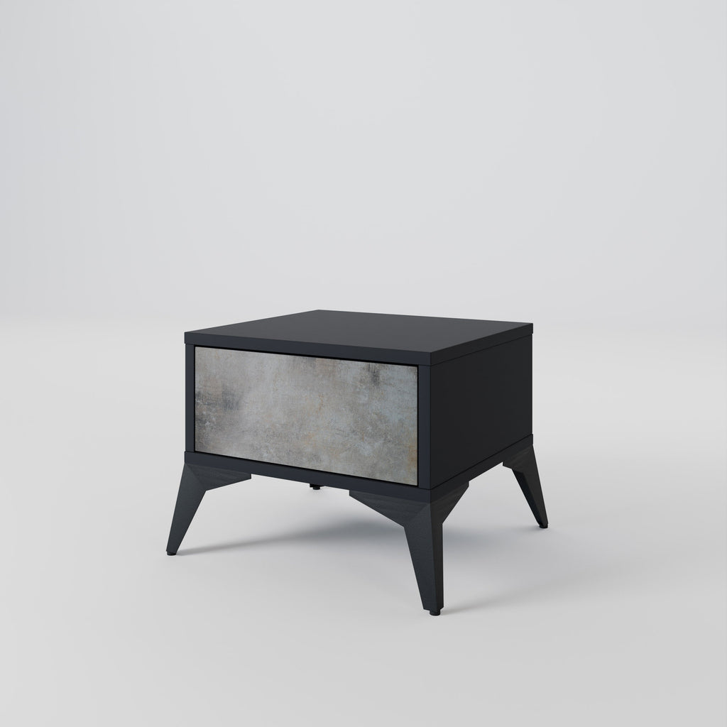 CONCRETE WALL Nightstand in Black Finish