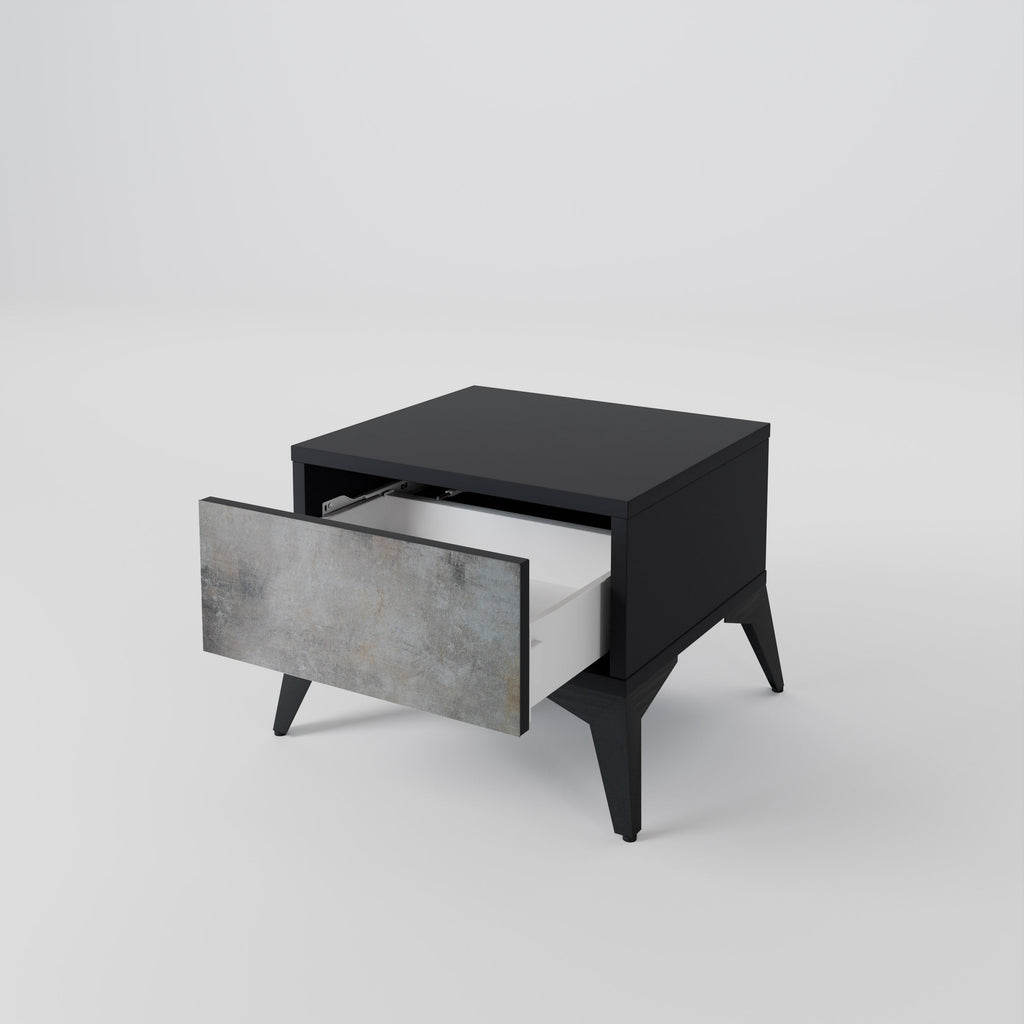 CONCRETE WALL Nightstand in Black Finish