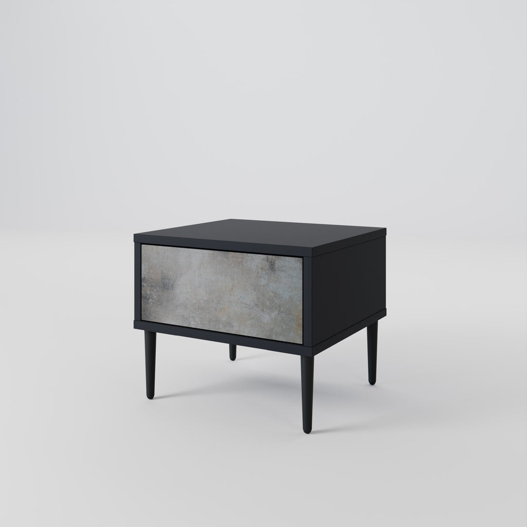 CONCRETE WALL Nightstand in Black Finish